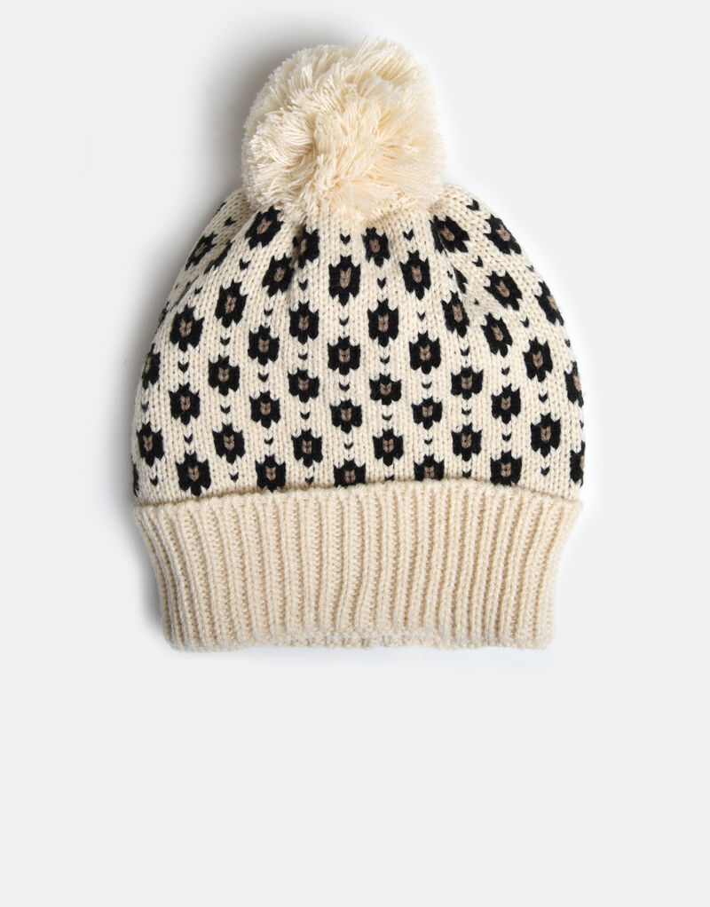 Leopard Gebreide Pompom Muts