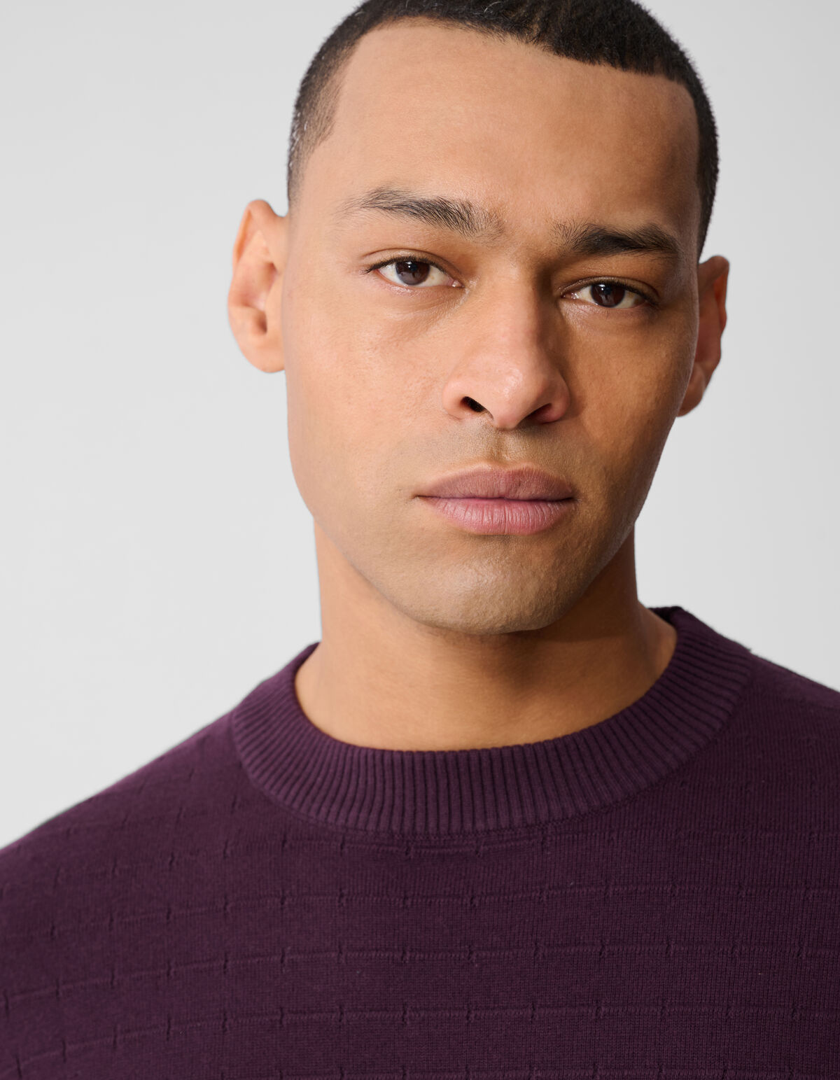 Structuur Gebreide Trui Donkerrood SHOEBY MEN