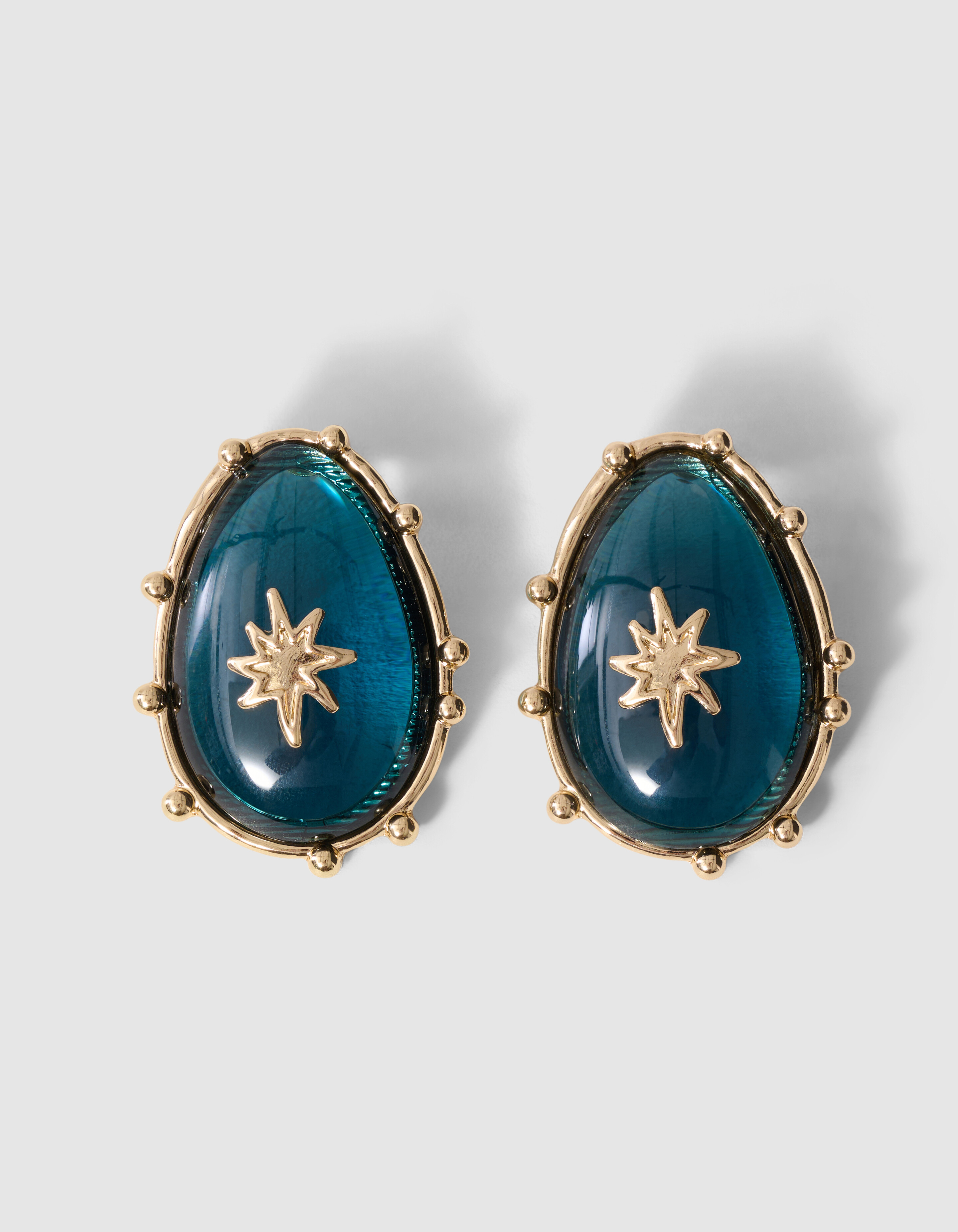 Oval Star Oorbellen Blauw/Goud SHOEBY ACCESSOIRES