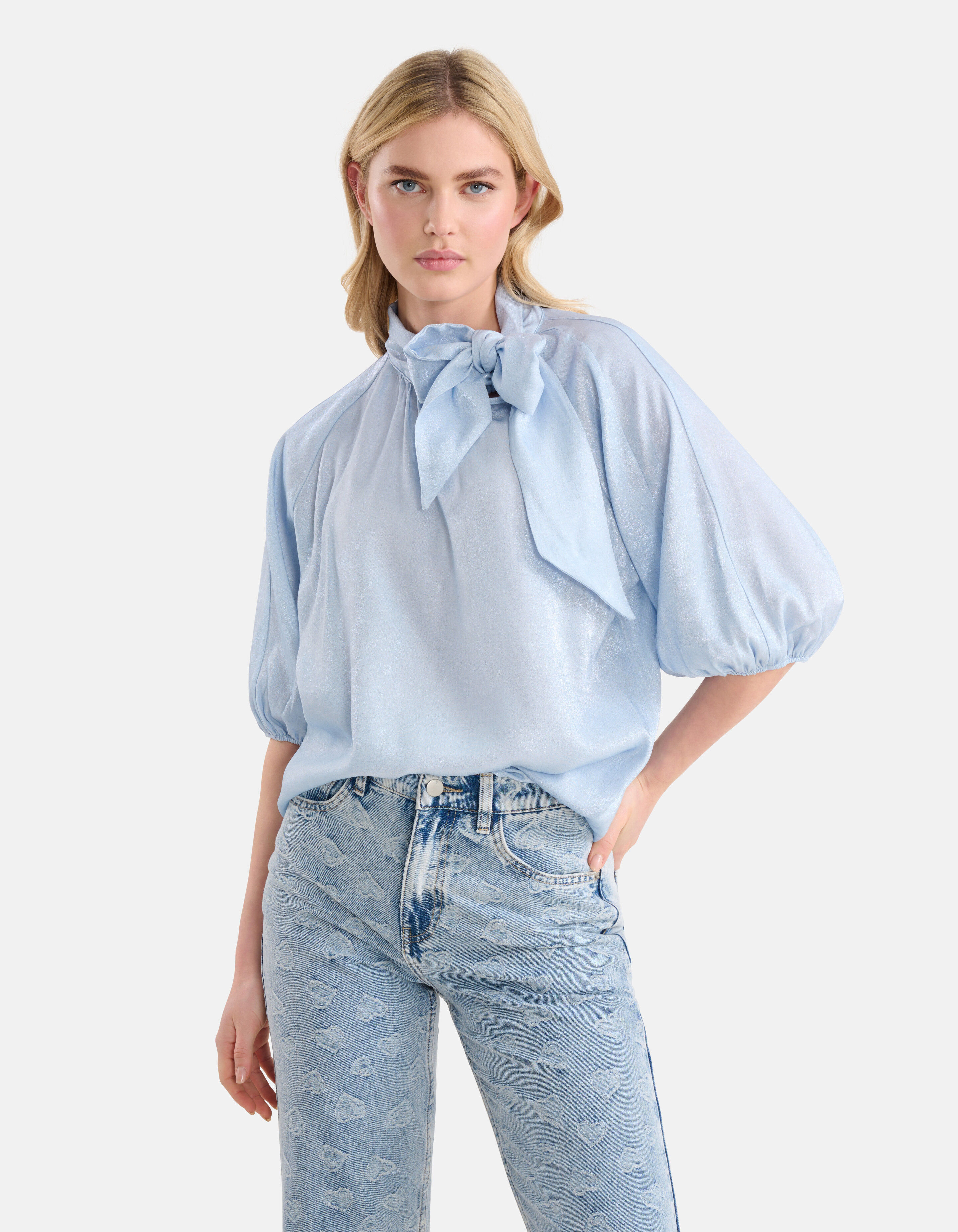 Metallic Denim Blouse Lichtblauw SHOEBY WOMEN