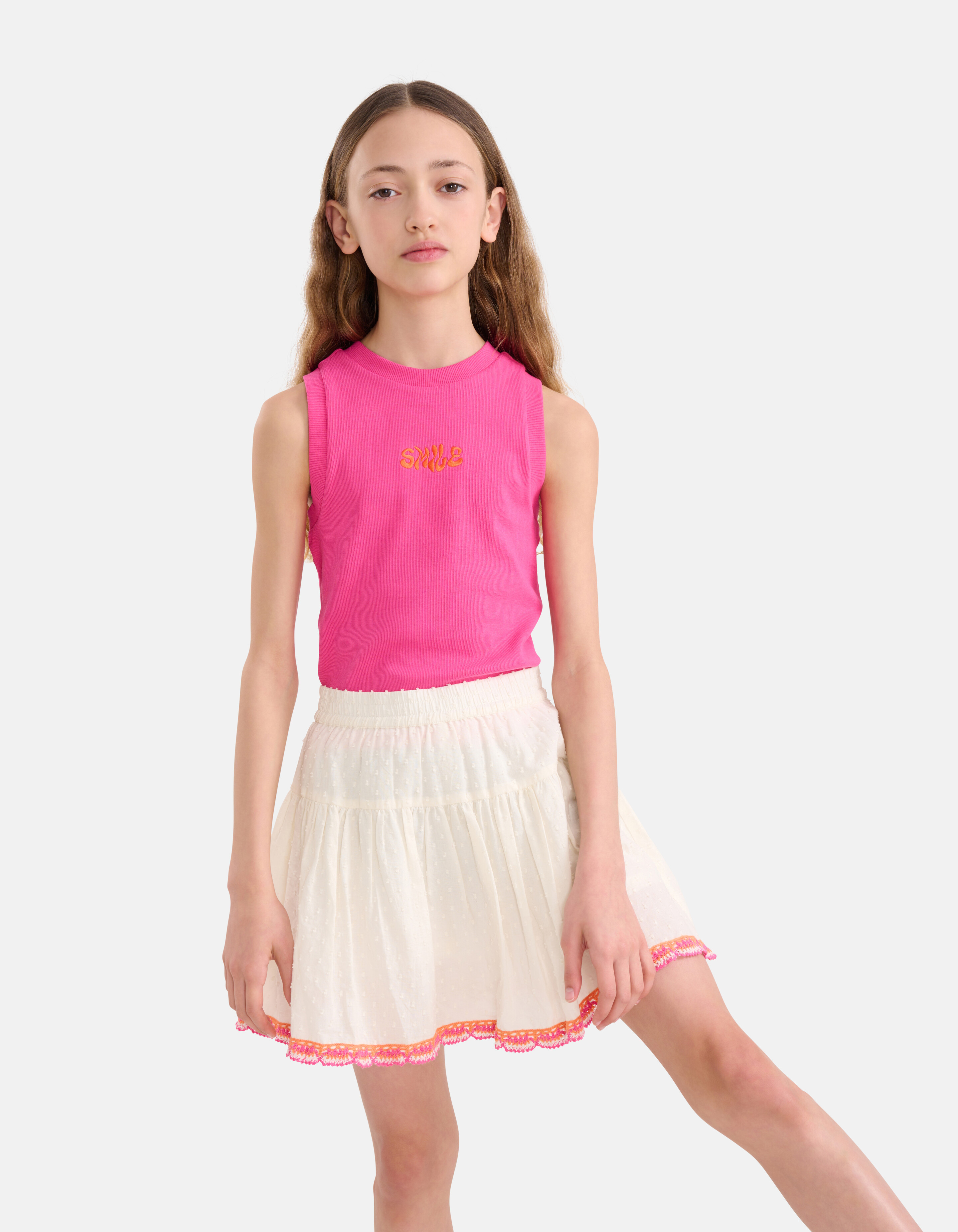 Embroidery Ribbel Top Roze SHOEBY GIRLS