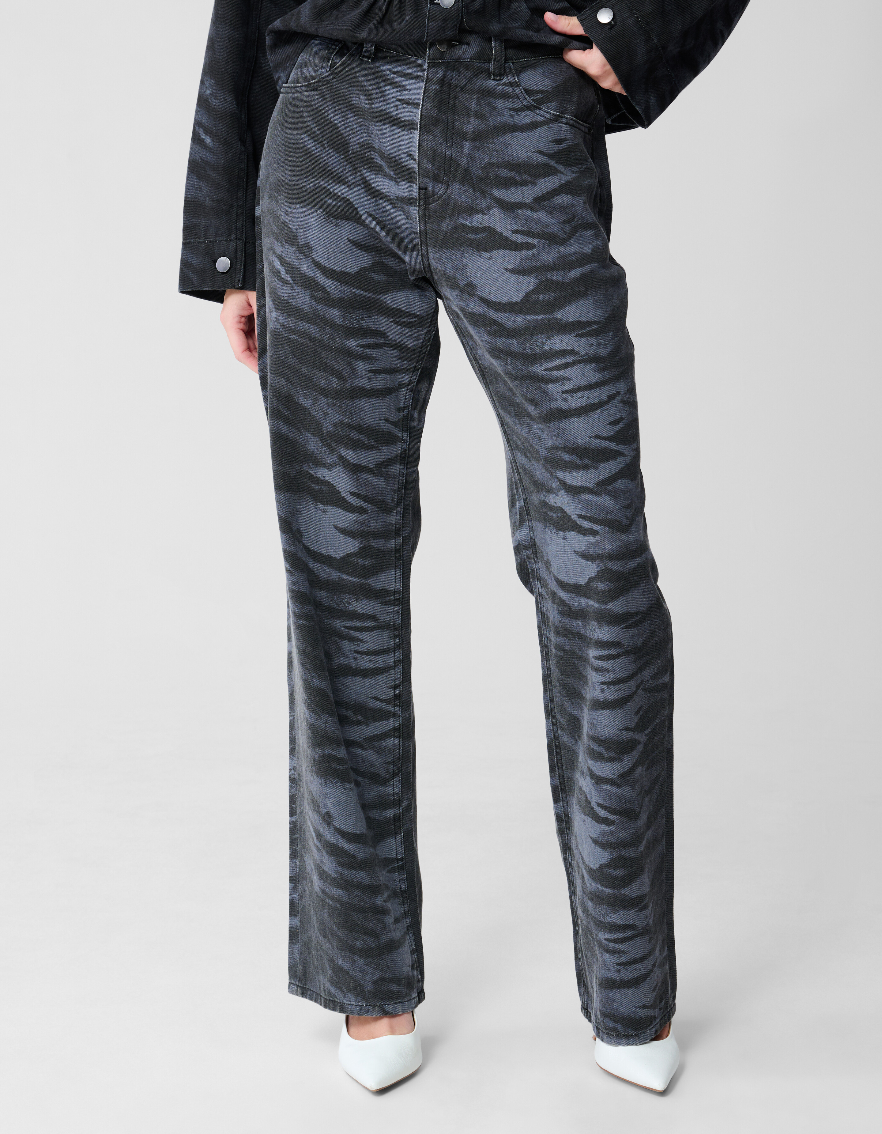Tijger Wide Leg Fit Jeans Donkergrijs SHOEBY WOMEN