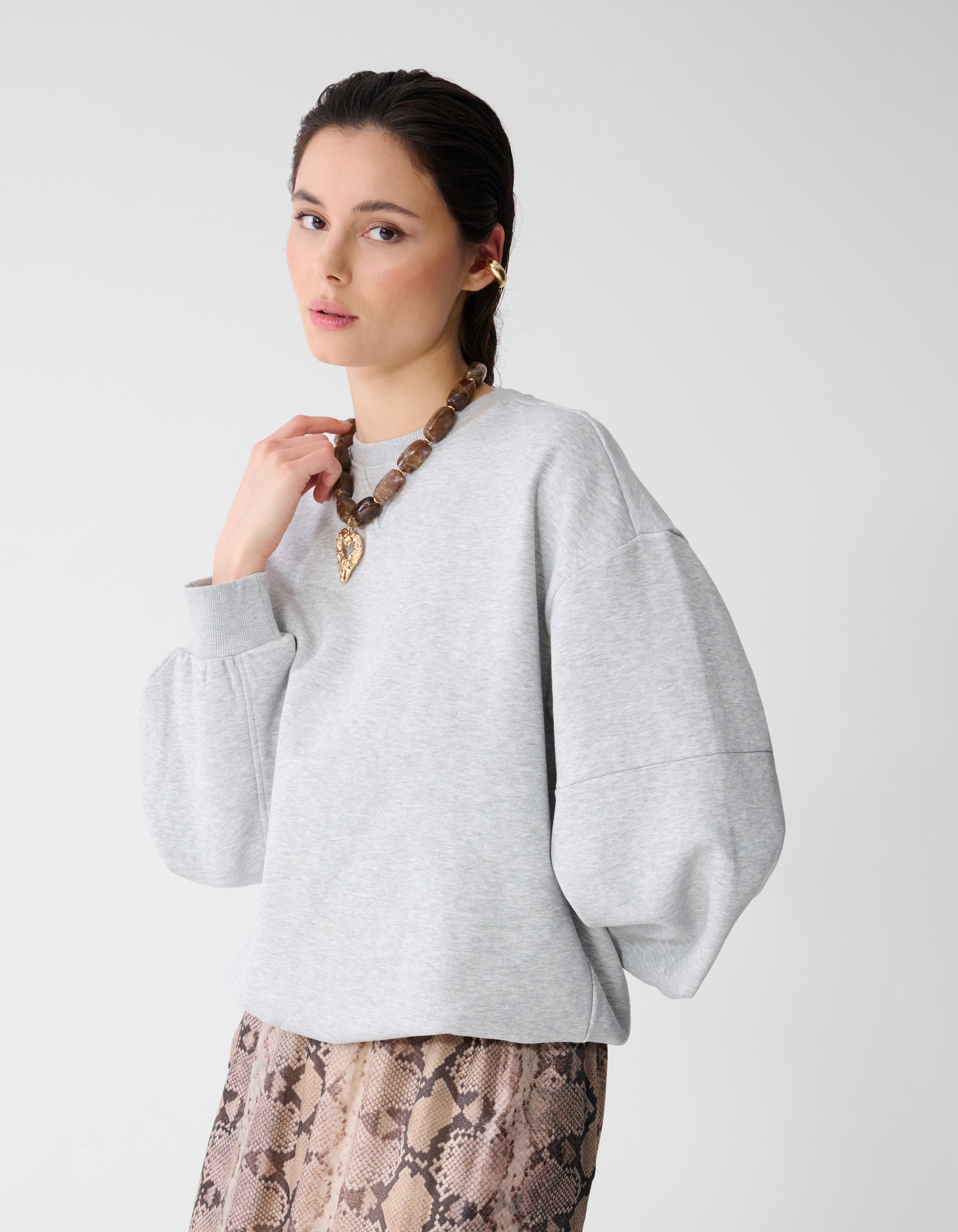 Oversized Big Sleeve Sweater Lichtgrijs SHOEBY WOMEN