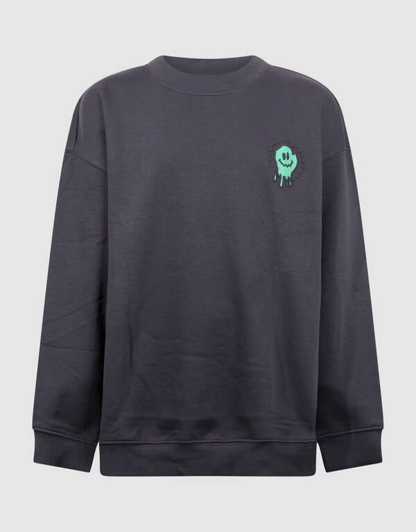 Smile Artwork Sweater Donkergrijs SHOEBY BOYS