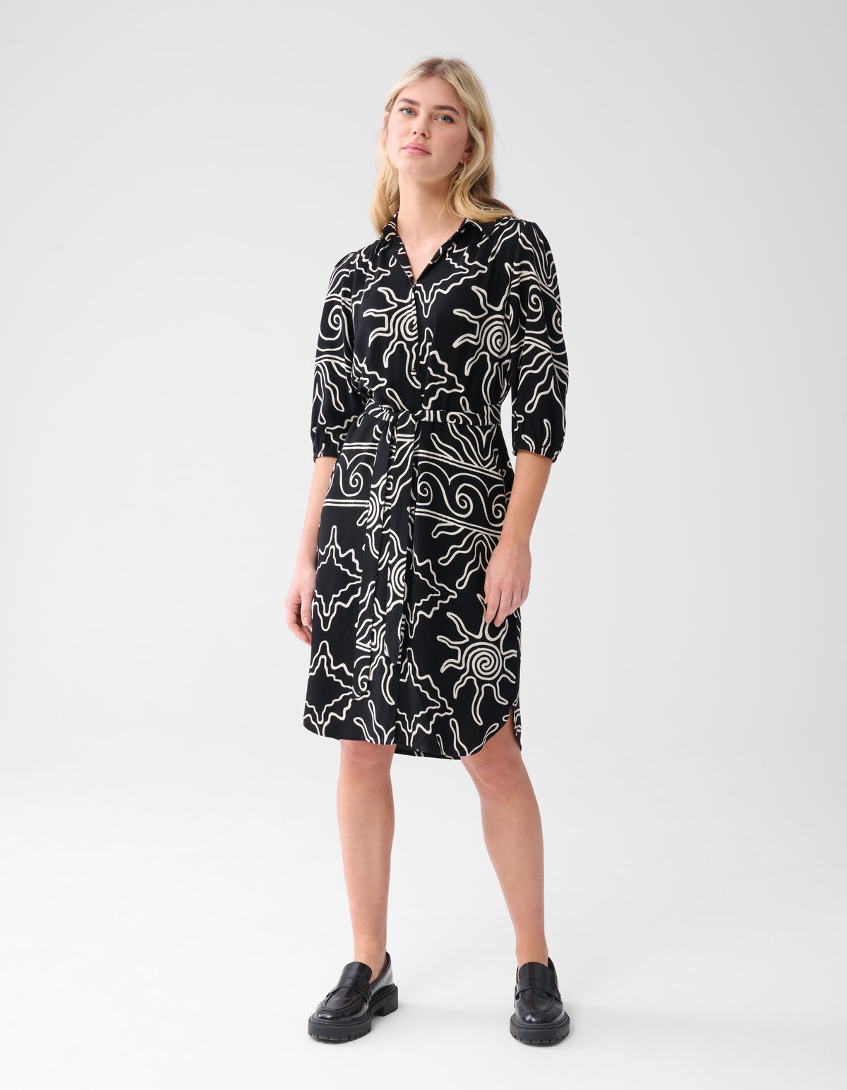Printed Midi Jurk Zwart SHOEBY WOMEN