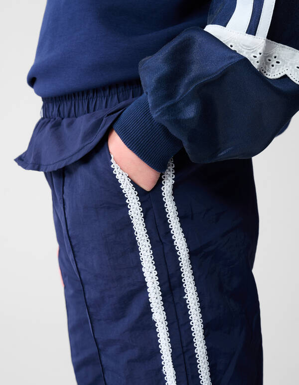 Ruffle Wide Leg Fit Broek Donkerblauw SHOEBY GIRLS