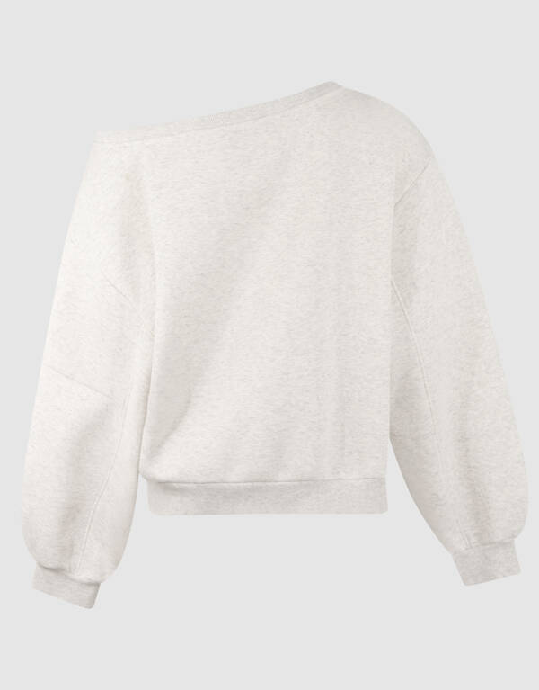 Oversized One Shoulder Sweater Lichtgrijs SHOEBY WOMEN