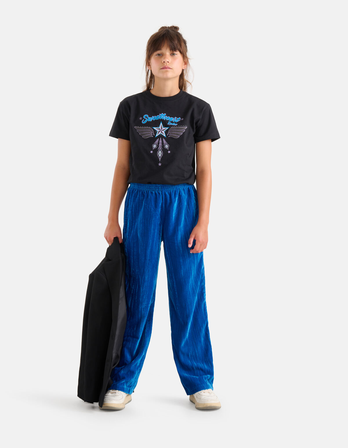 Velvet Wide Leg Broek Blauw SHOEBY GIRLS