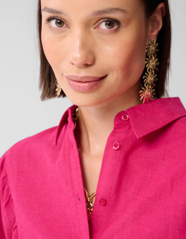 Linnen Puff Blouse Roze SHOEBY WOMEN