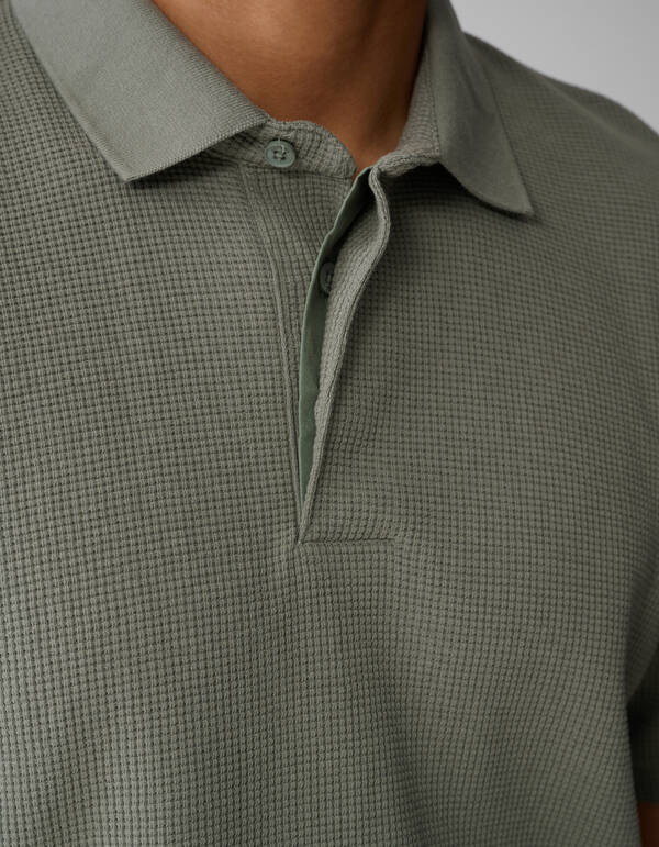 Structuur Jersey Polo Donkergroen SHOEBY MEN