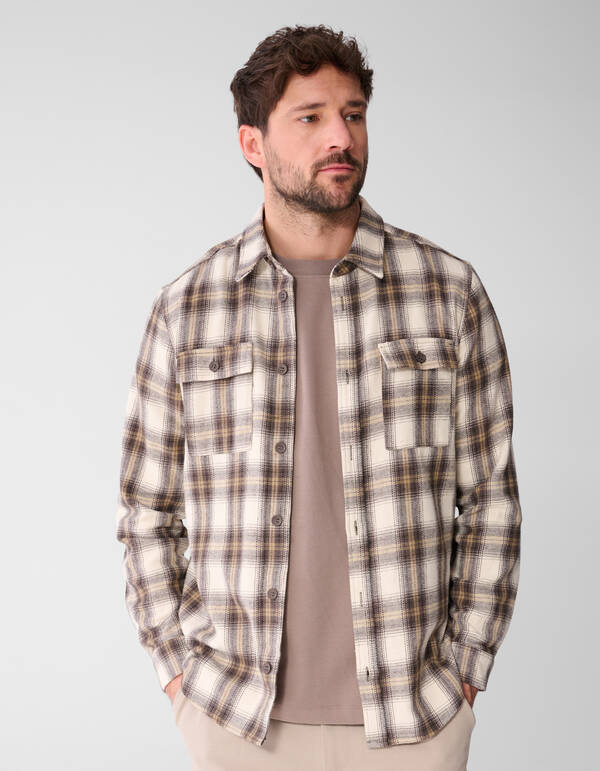 Ruiten Overhemd Lichtbruin SHOEBY MEN