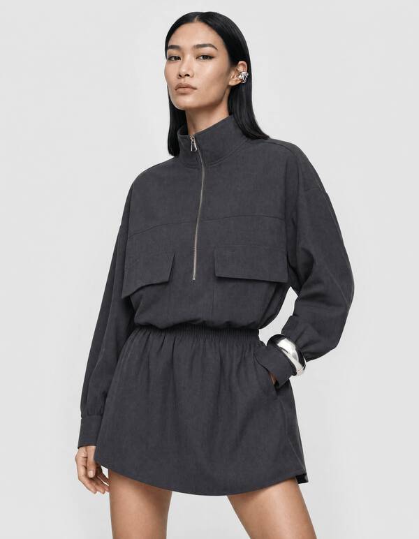 Peplum Jurk Donkergrijs SHOEBY WOMEN