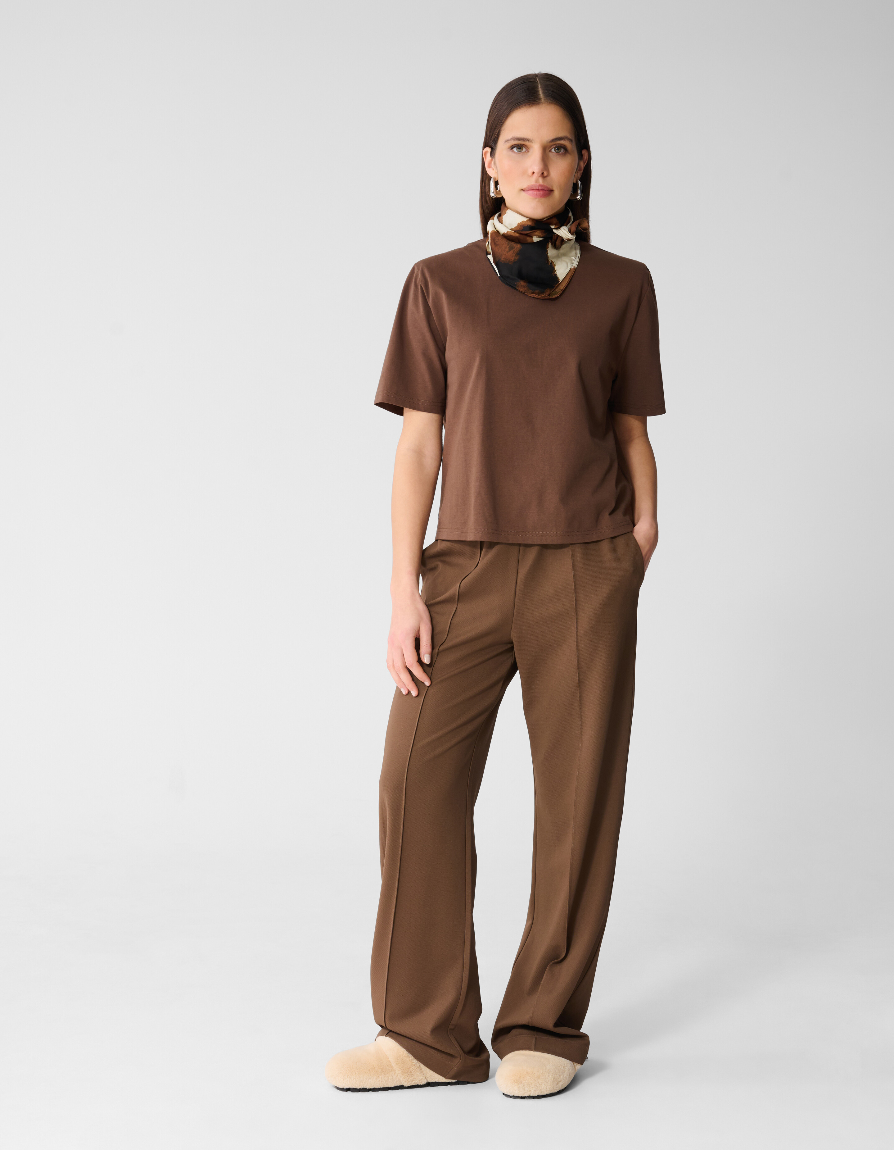 Basis Wide Leg Broek Bruin SHOEBY WOMEN