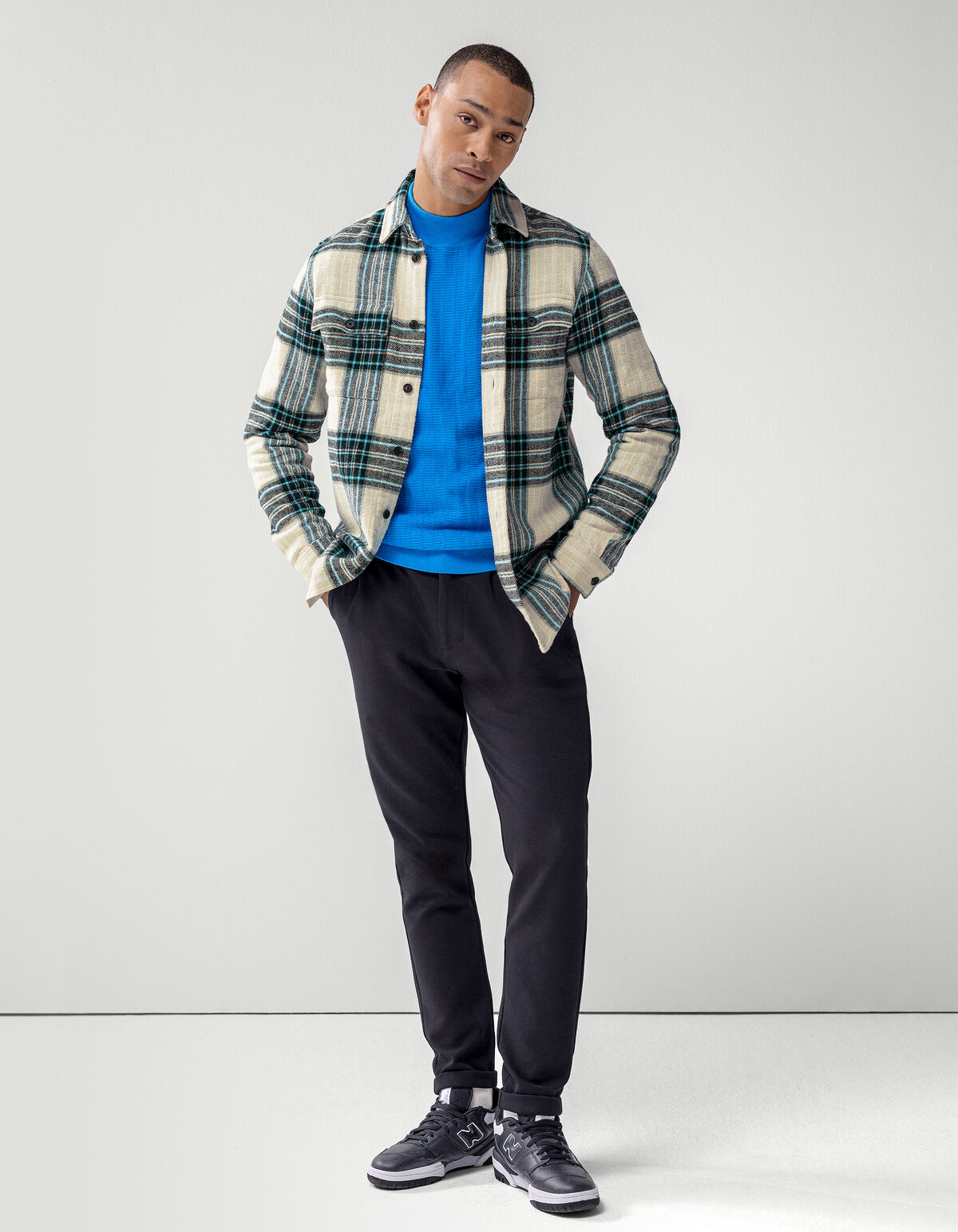 Ruiten Structuur Overhemd Beige SHOEBY MEN