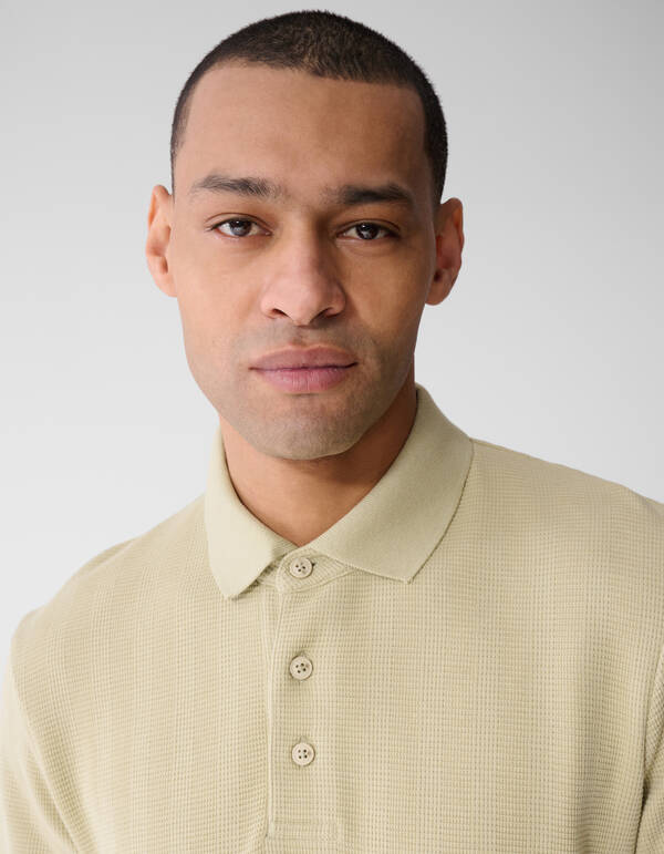 Waffle Stripe Polo Lichtgroen SHOEBY MEN