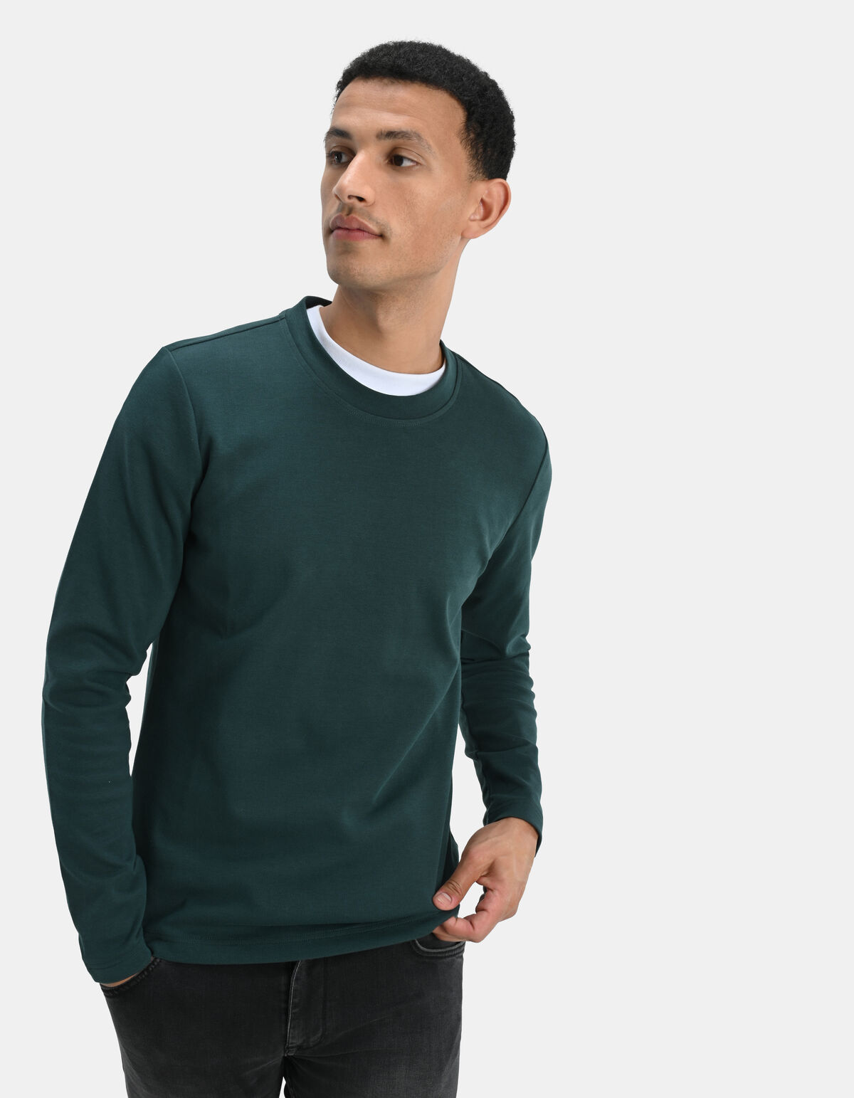 Lange Mouwen T-shirt Donkergroen SHOEBY MEN