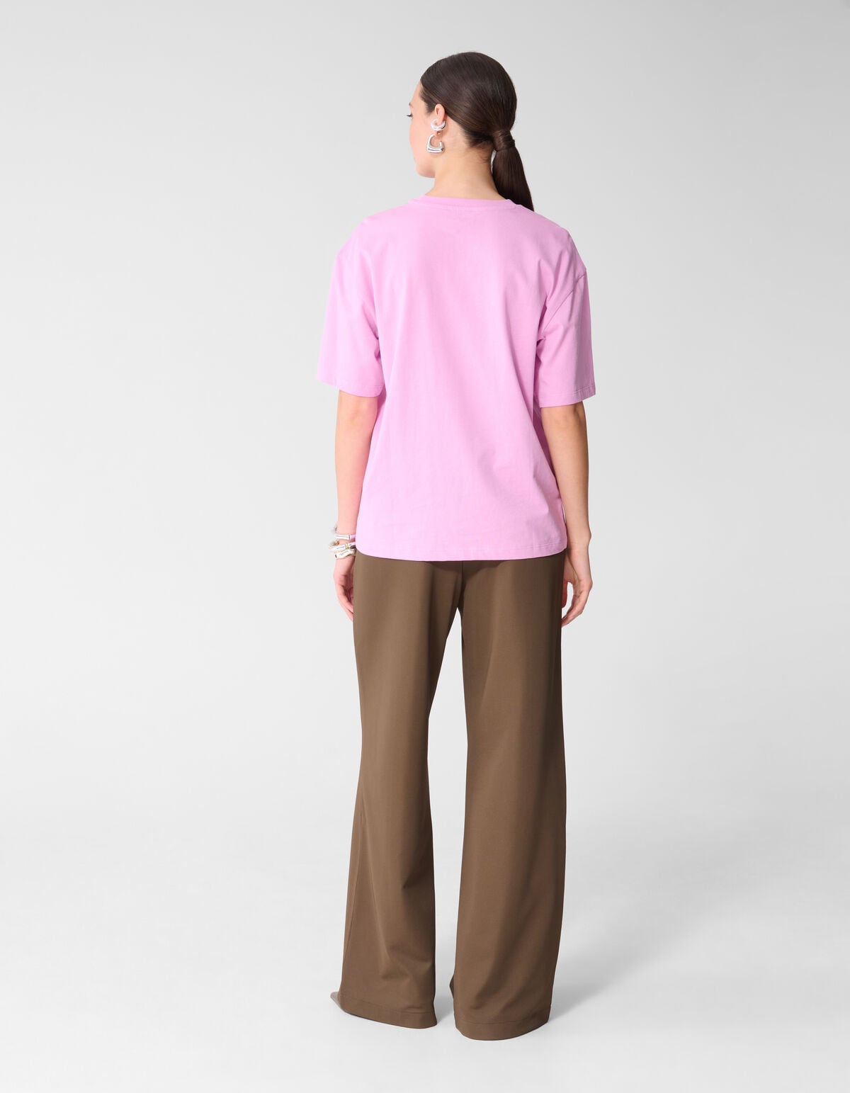 Basic Wide Leg Fit Broek Bruin SHOEBY WOMEN