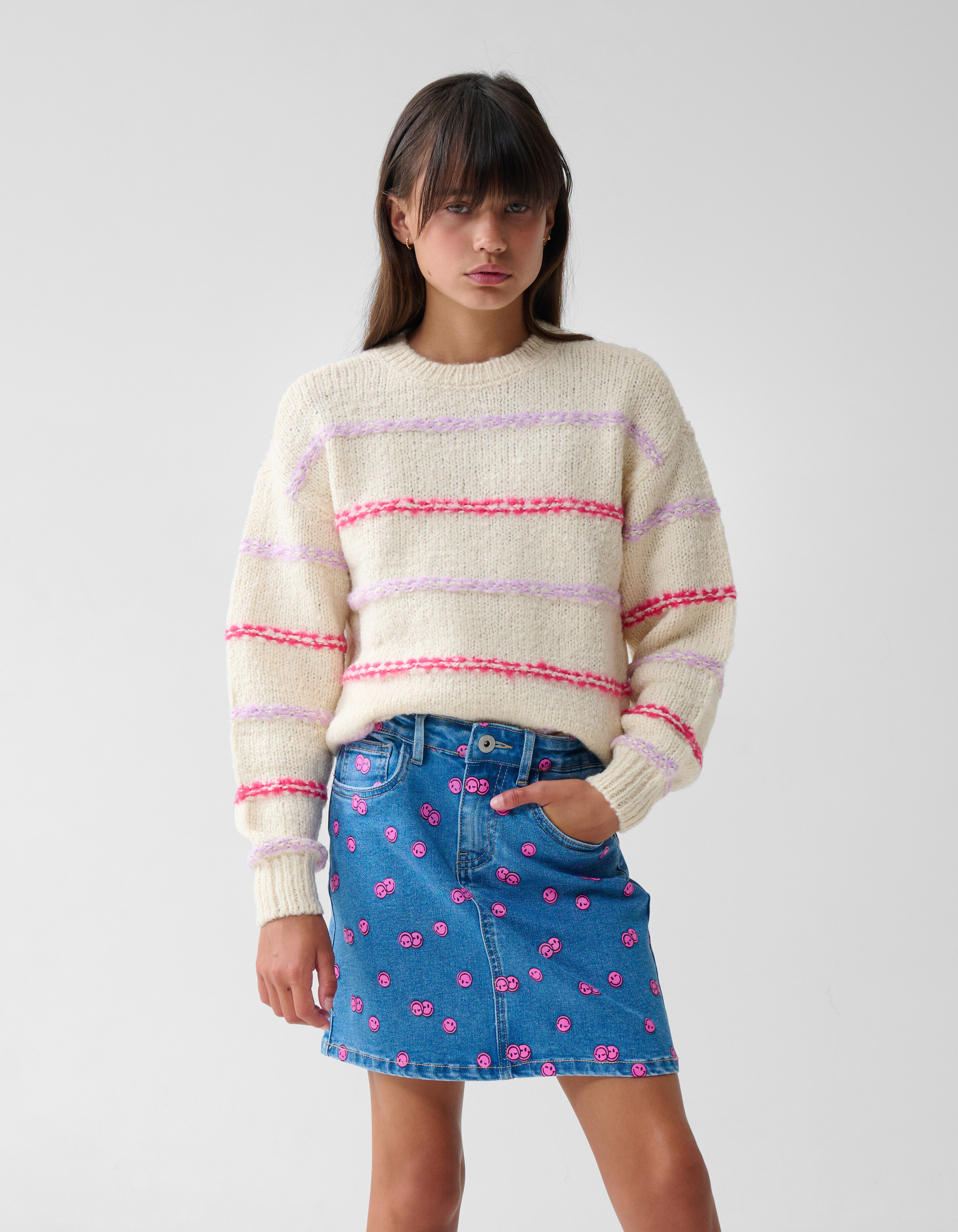 Printed Denim Mini Rok Blauw SHOEBY GIRLS