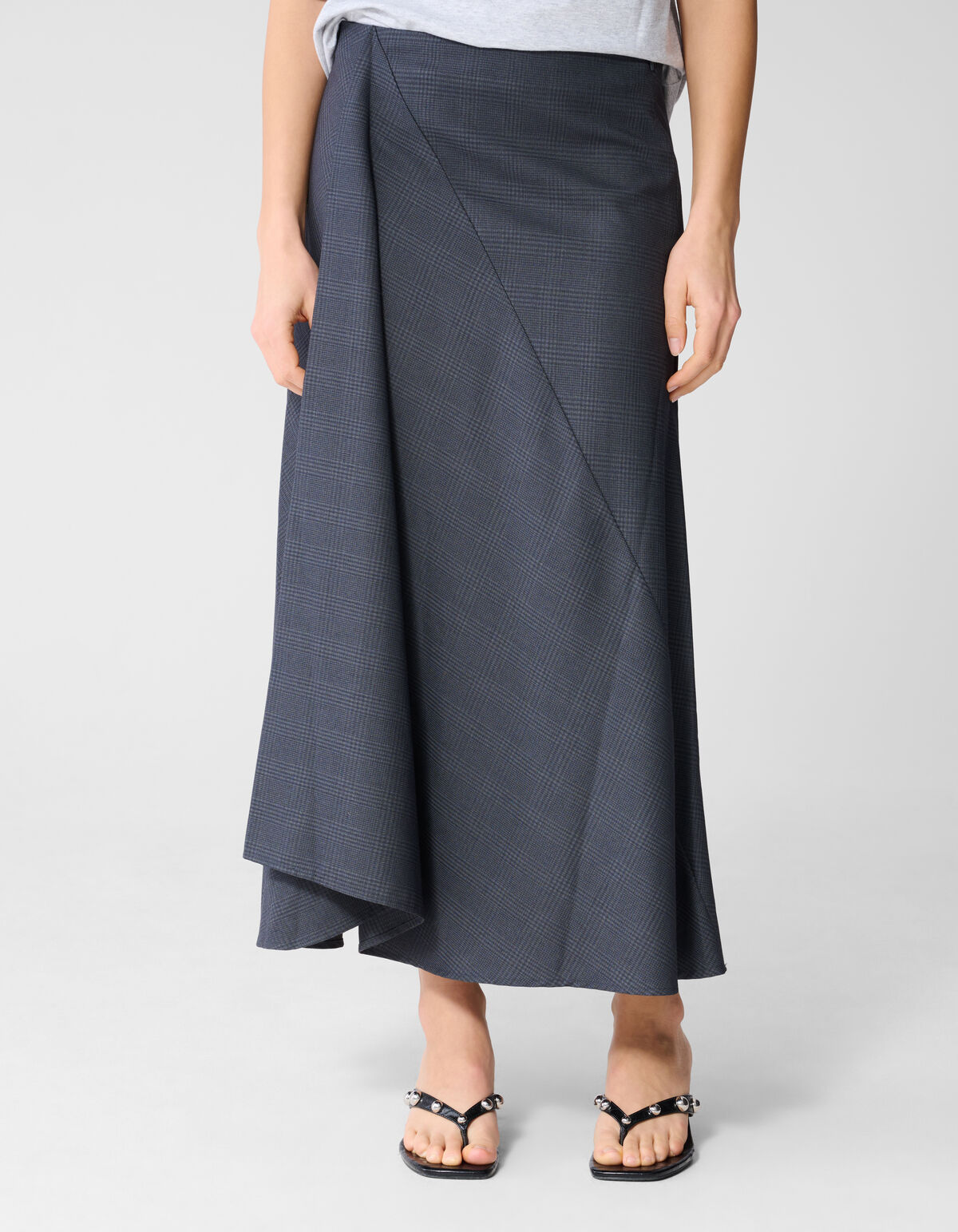 Ruiten Maxi Rok Donkergrijs SHOEBY WOMEN