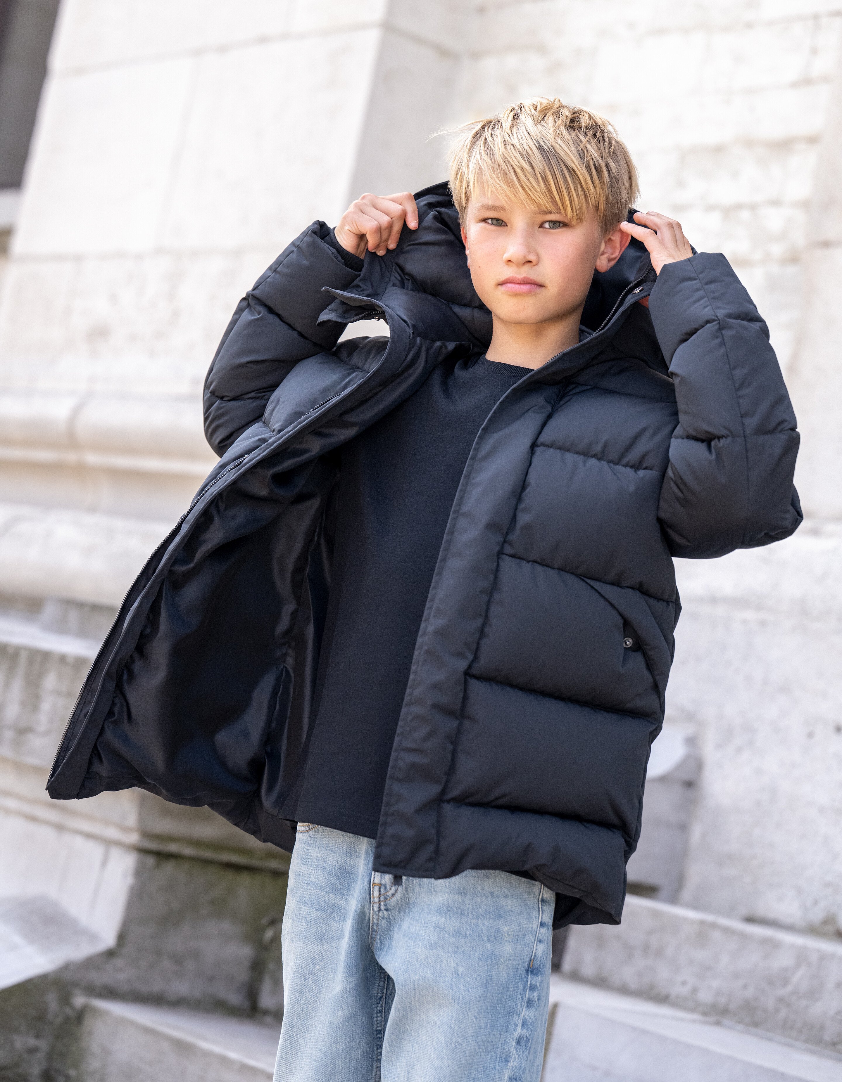 Lange Puffer Jas Zwart SHOEBY BOYS