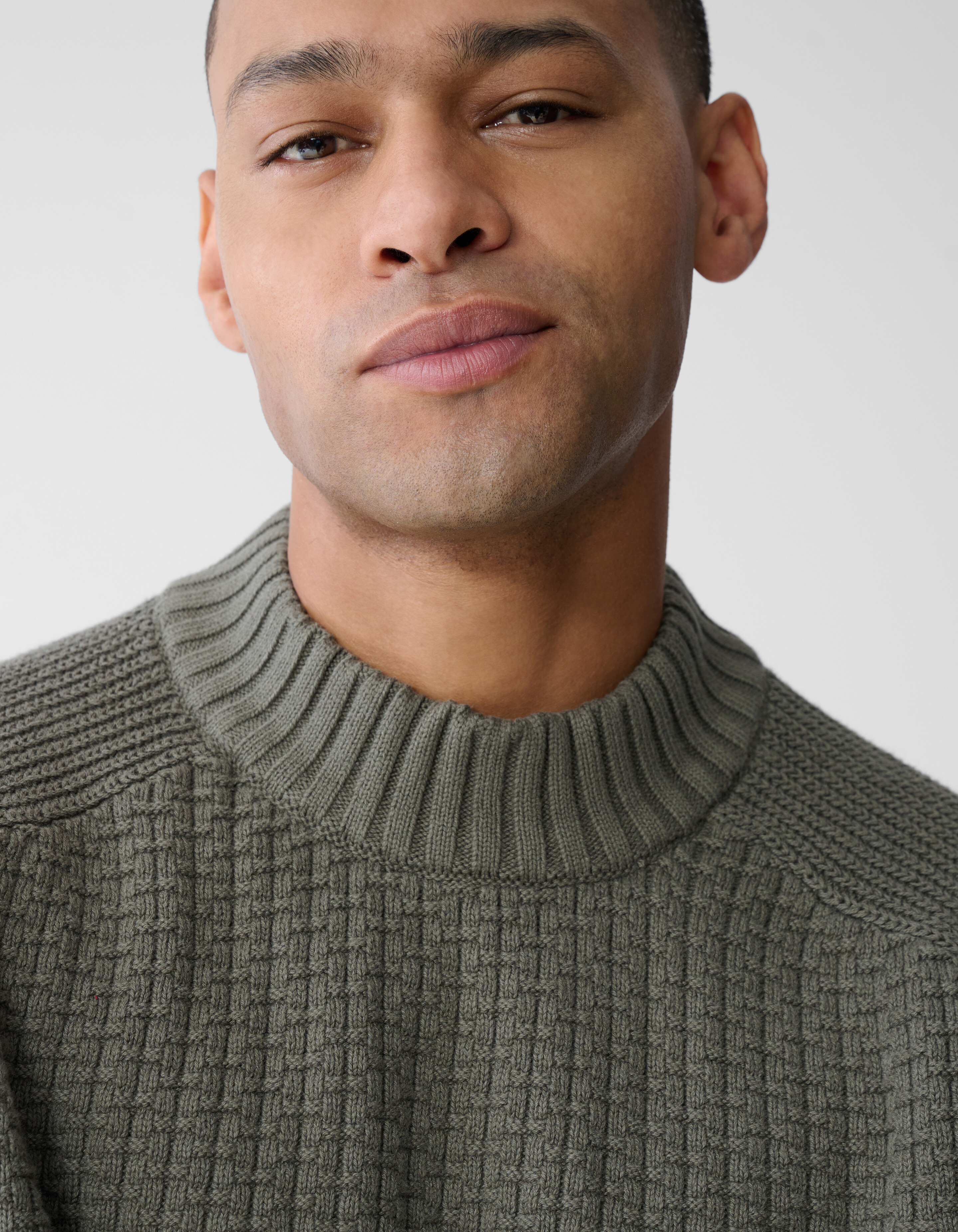 Structuur Knit Sweater Donkergroen SHOEBY MEN