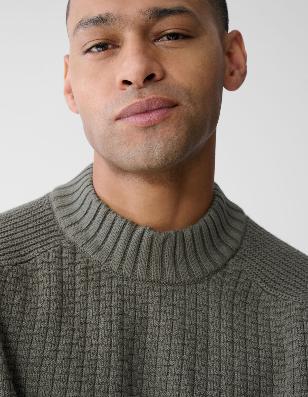 Structuur Knit Sweater Donkergroen SHOEBY MEN
