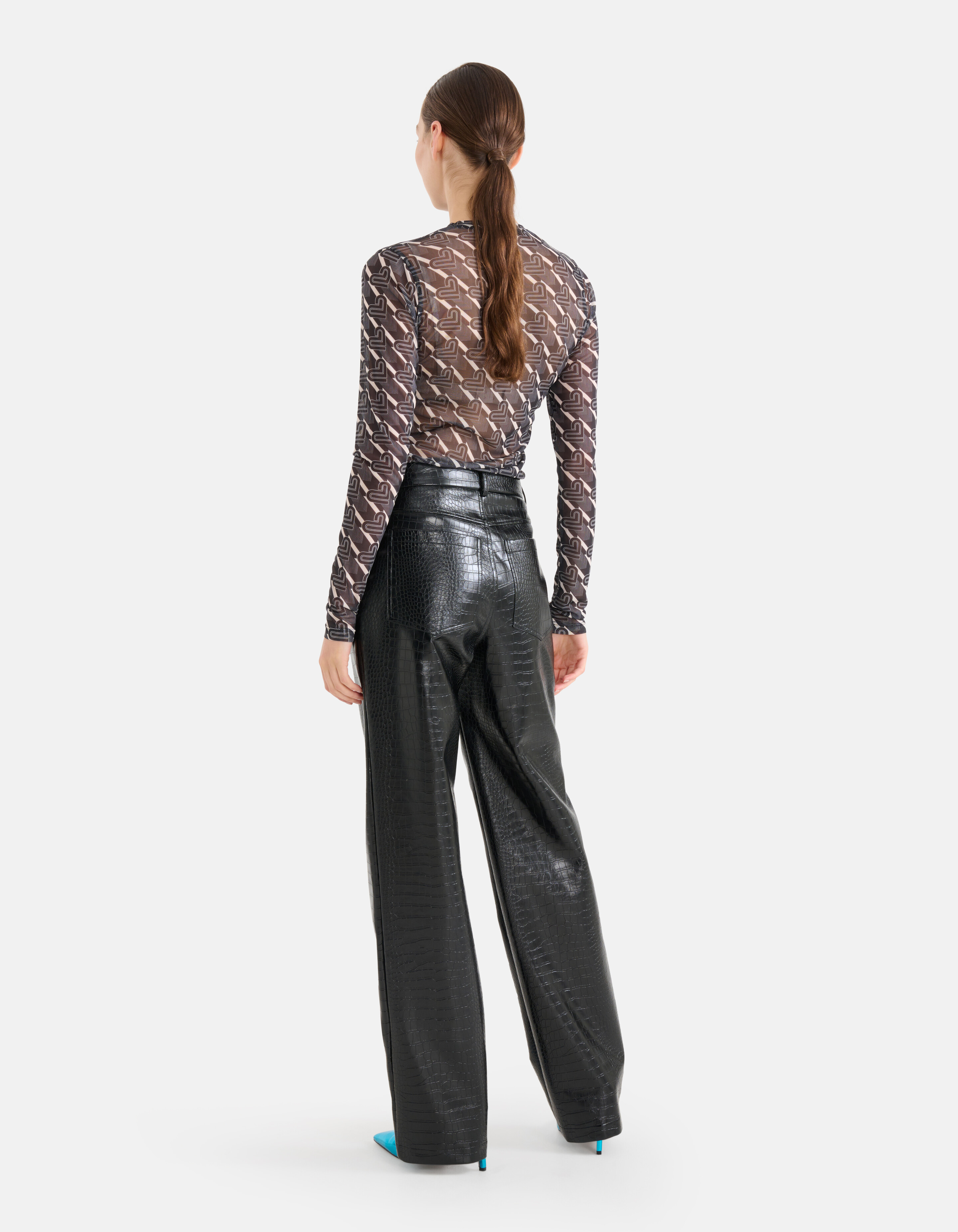 Vegan Leren Croco Broek Zwart SHOEBY WOMEN