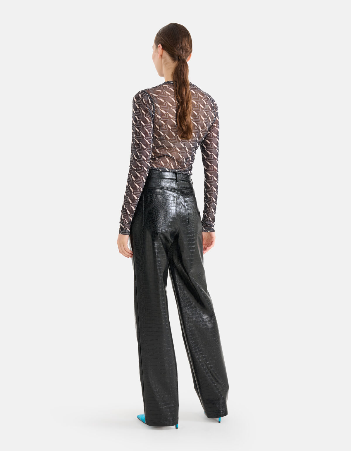 Vegan Leren Croco Broek Zwart SHOEBY WOMEN