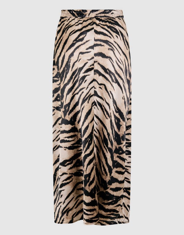 Satijnen Tijger Maxi Rok Bruin SHOEBY WOMEN