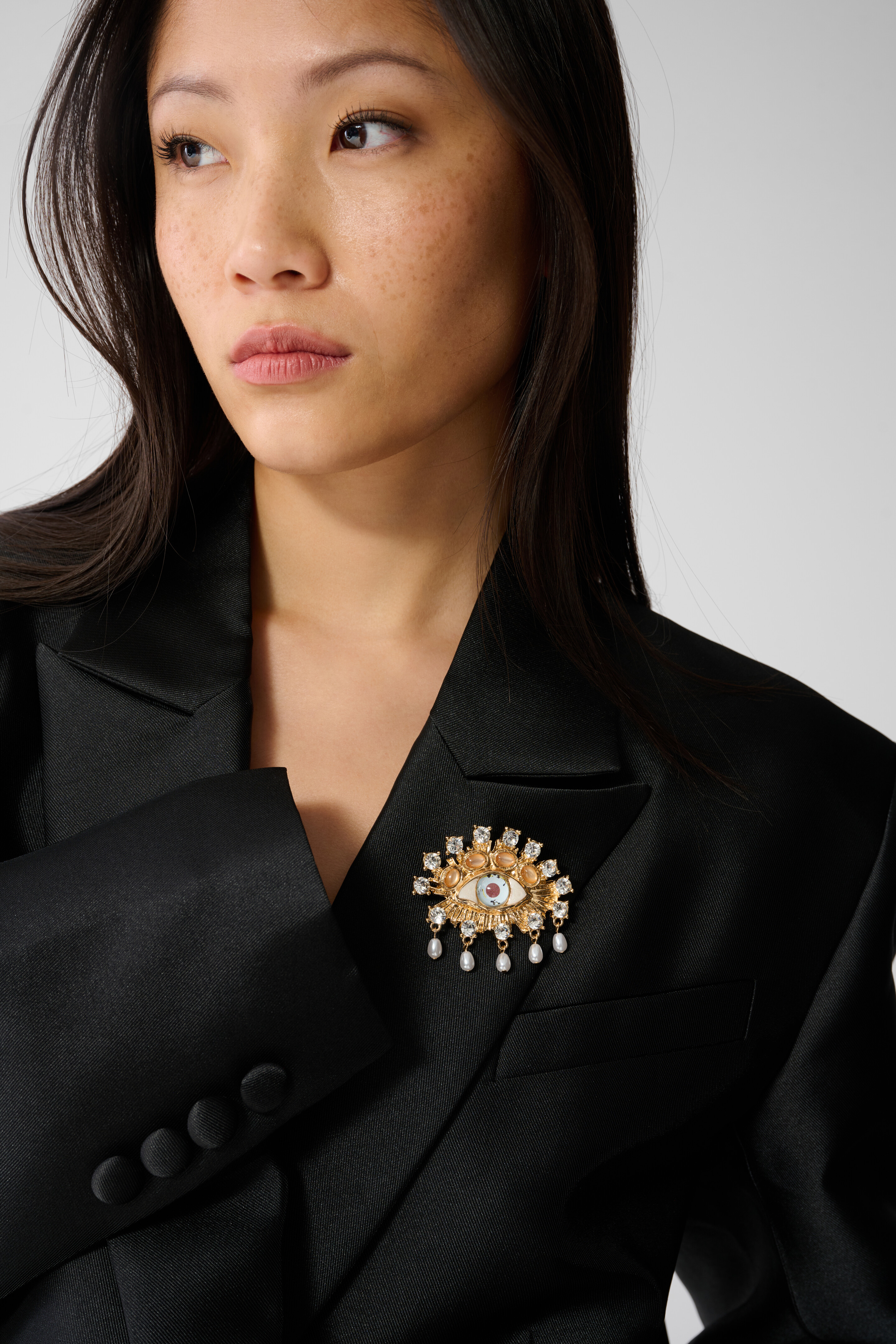 Big Eye Strass Broche Goud SHOEBY ACCESSOIRES