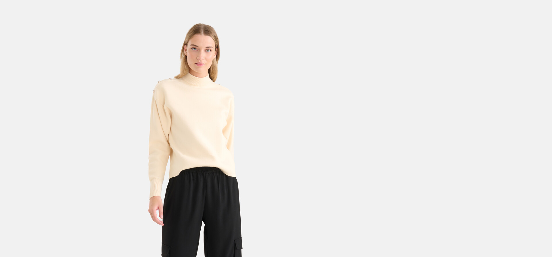 Gebreide Knopen Trui Gebroken Wit SHOEBY WOMEN