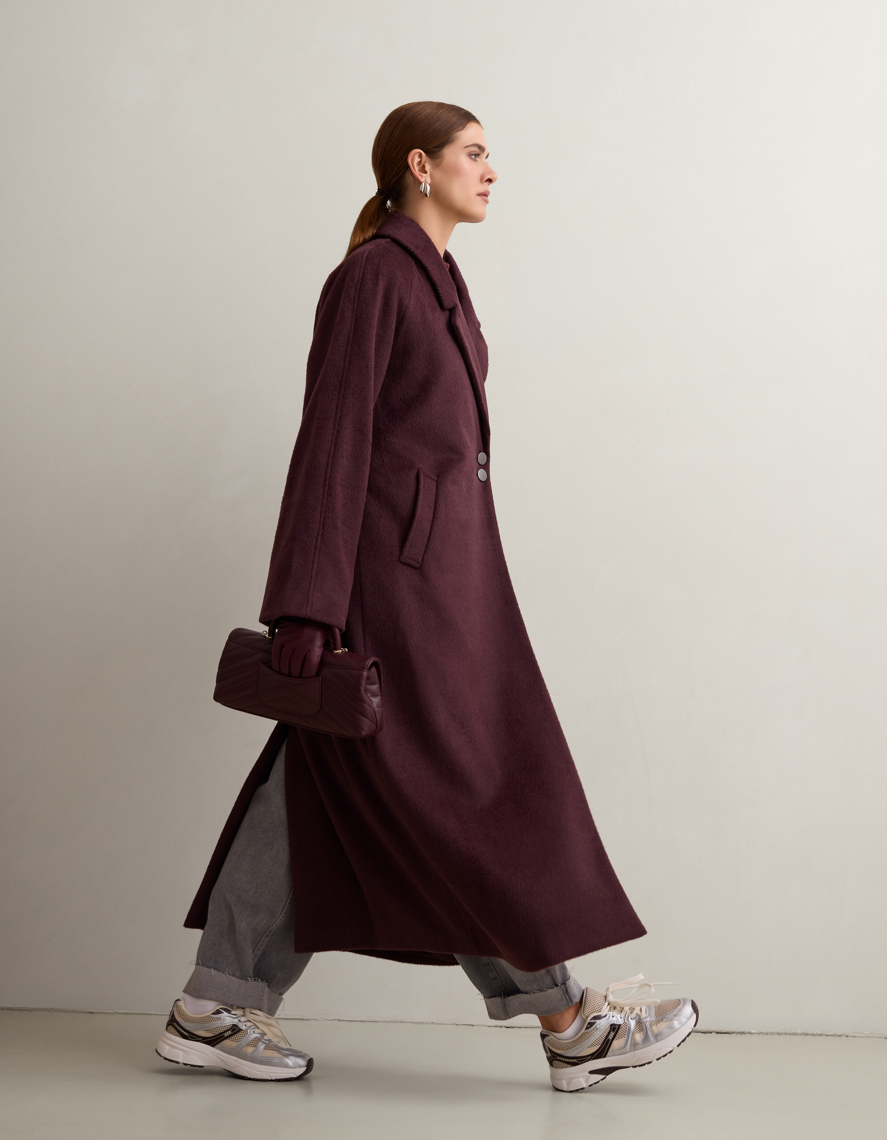 Lange Wollen Jas Donkerrood By Mieke SHOEBY WOMEN