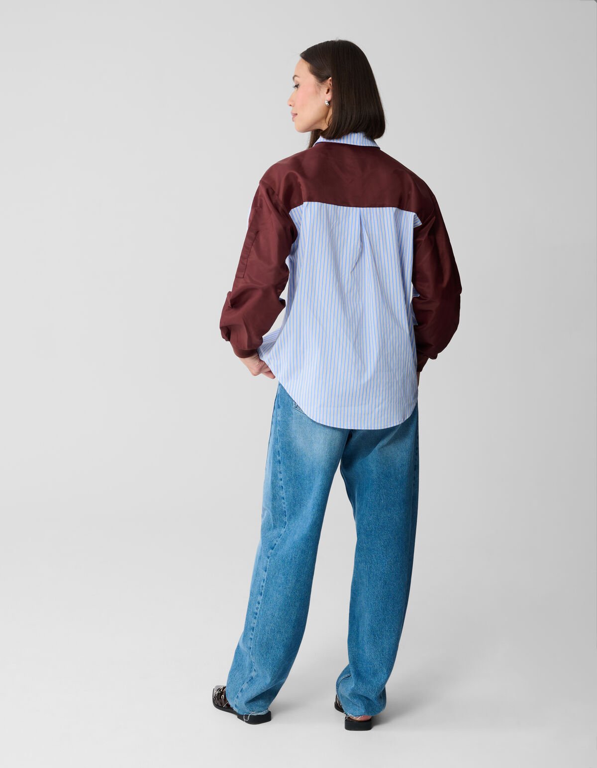 Mix Pinstripe Blouse Blauw/Donkerrood SHOEBY WOMEN