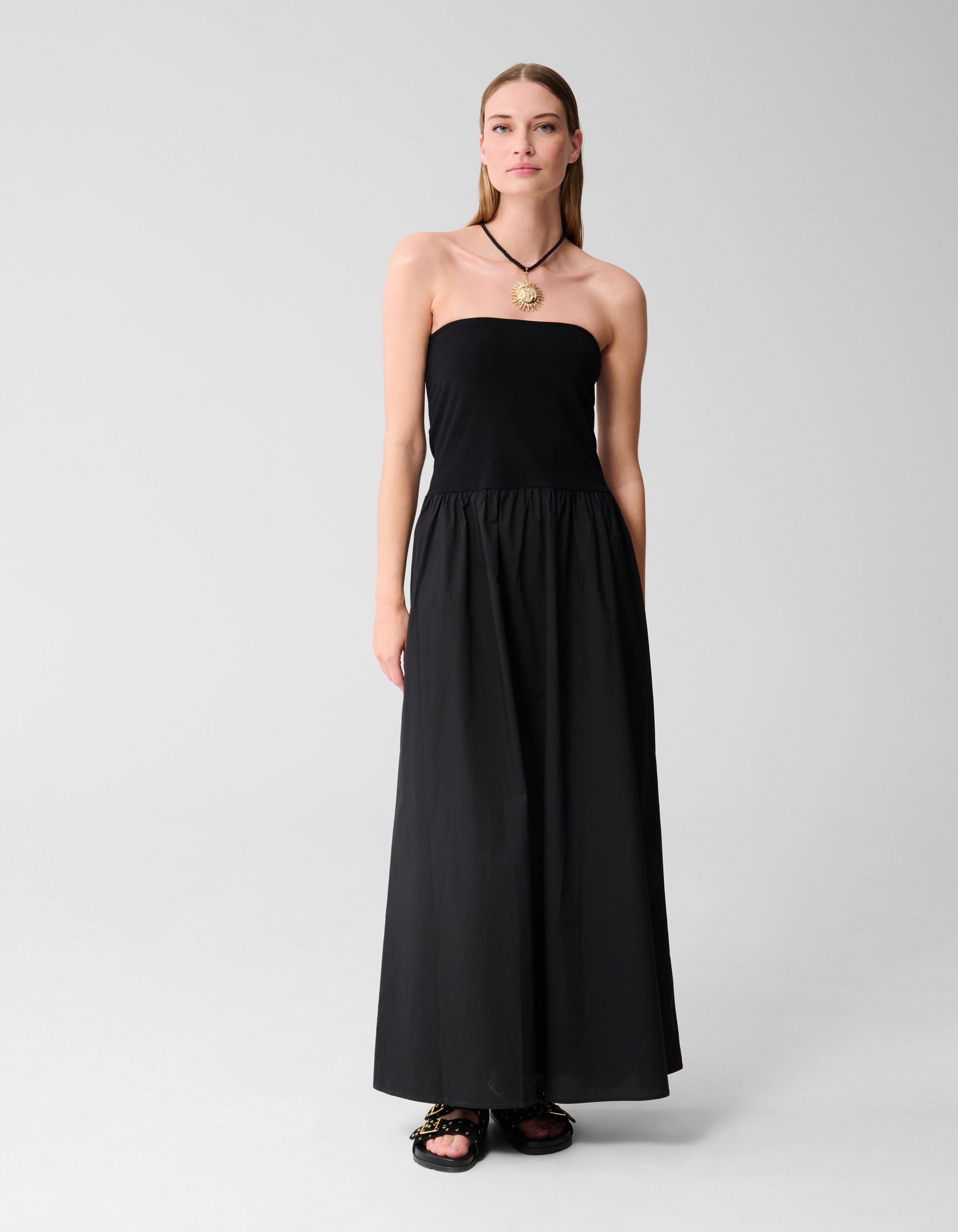 Mix Strapless Maxi Jurk Zwart SHOEBY WOMEN