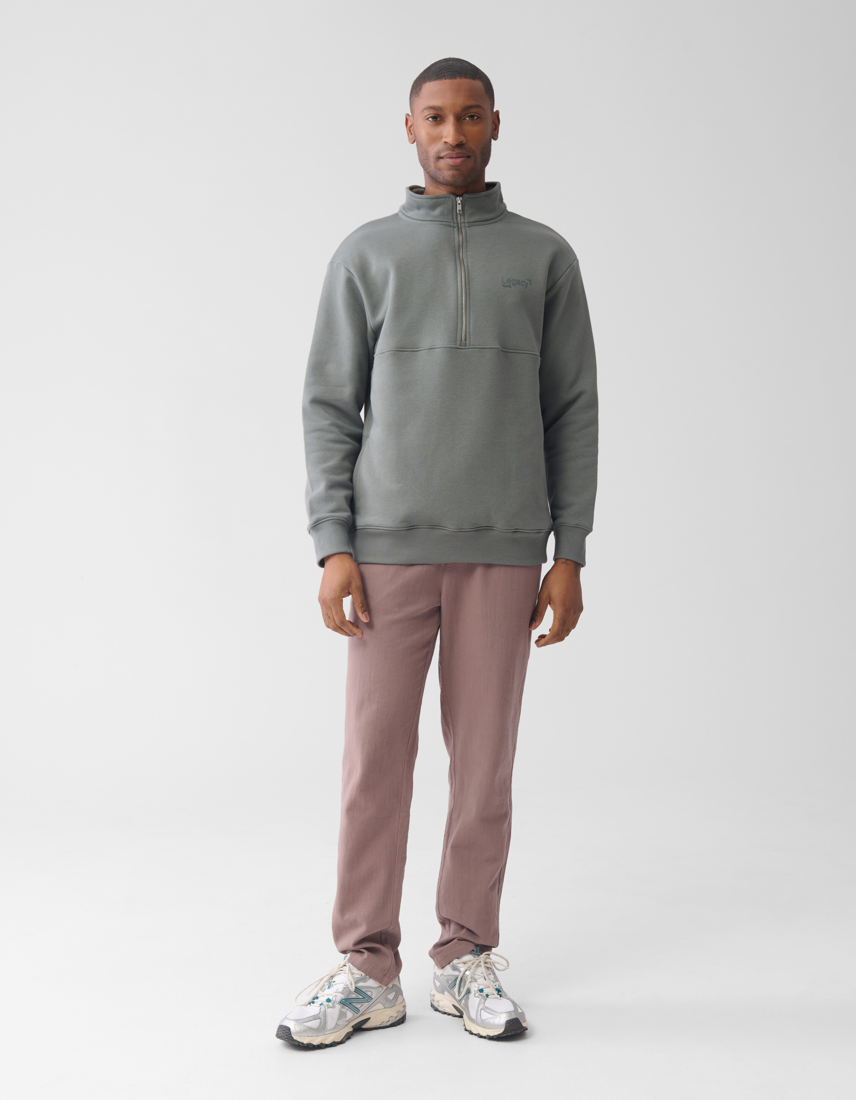 Zipper Sweater Donkergroen SHOEBY MEN