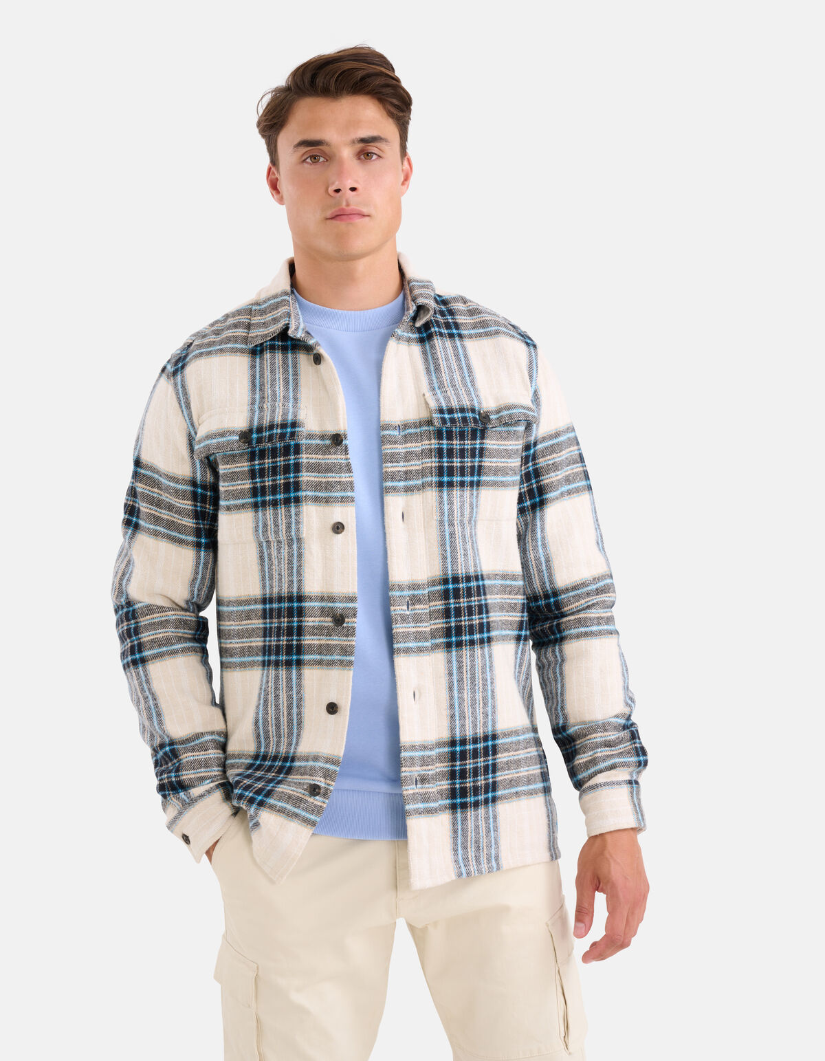 Ruiten Structuur Overhemd Beige SHOEBY MEN