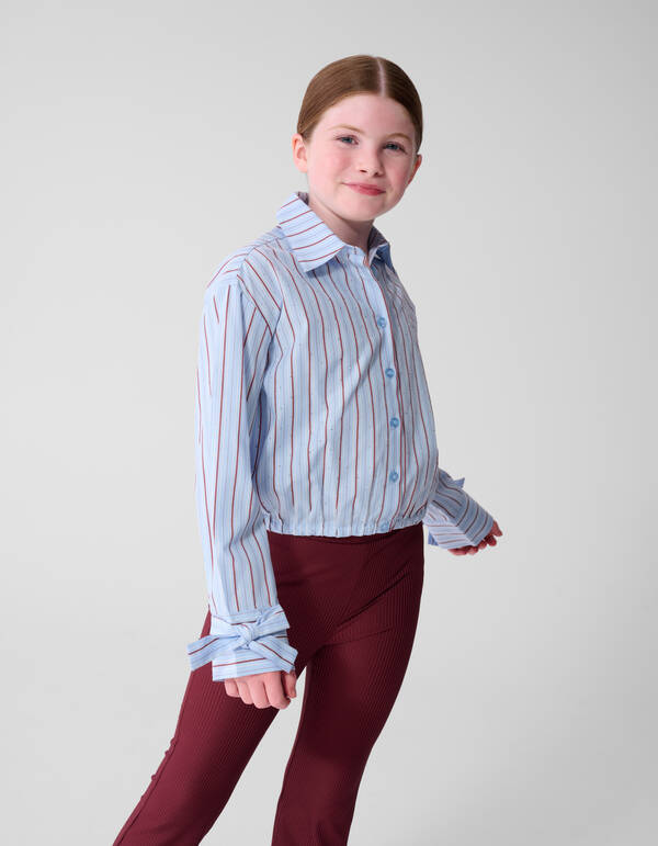 Burgundy Pinstripe Strass Blouse Lichtblauw SHOEBY GIRLS