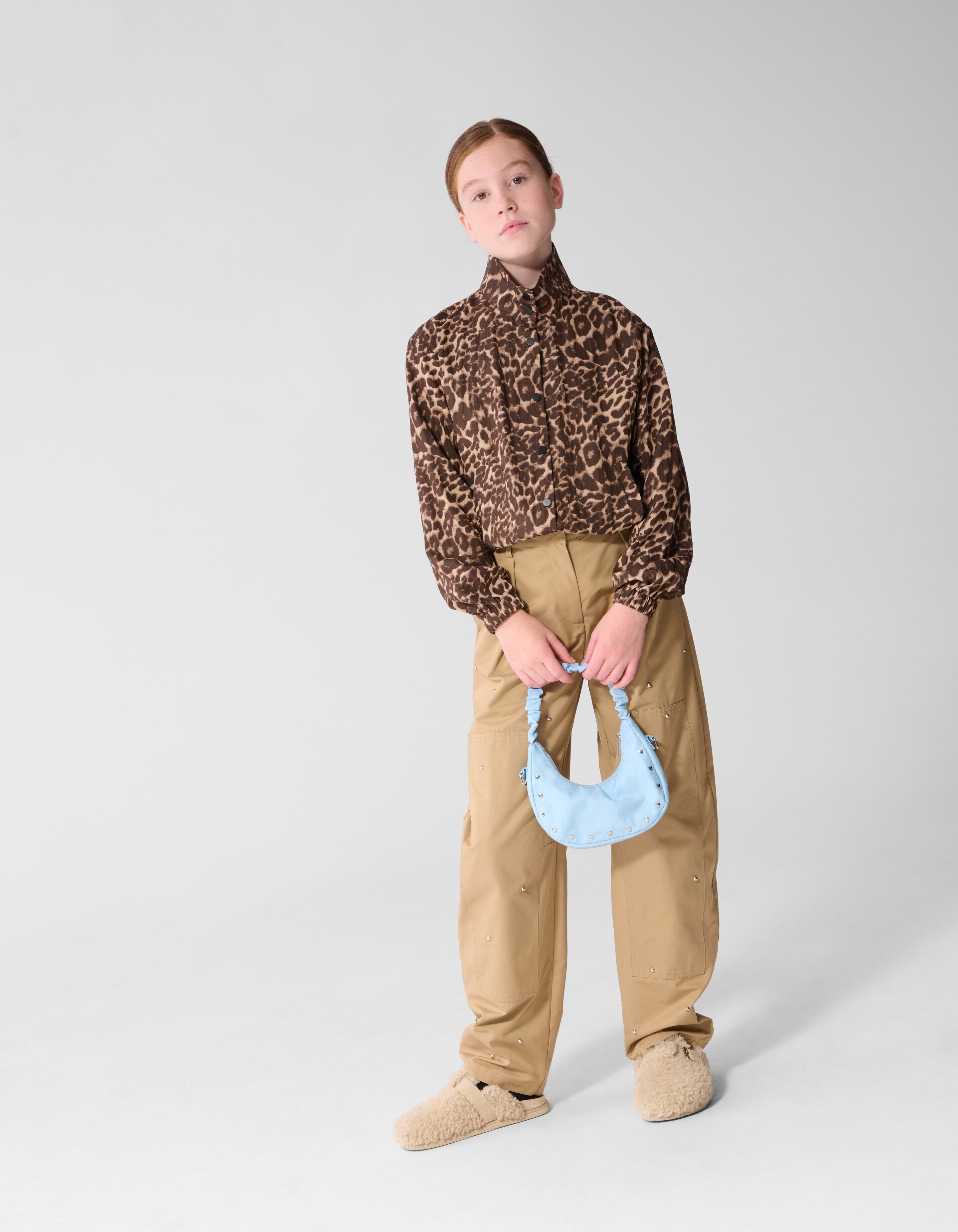 Leopard Funnel Neck Blouse Bruin SHOEBY GIRLS