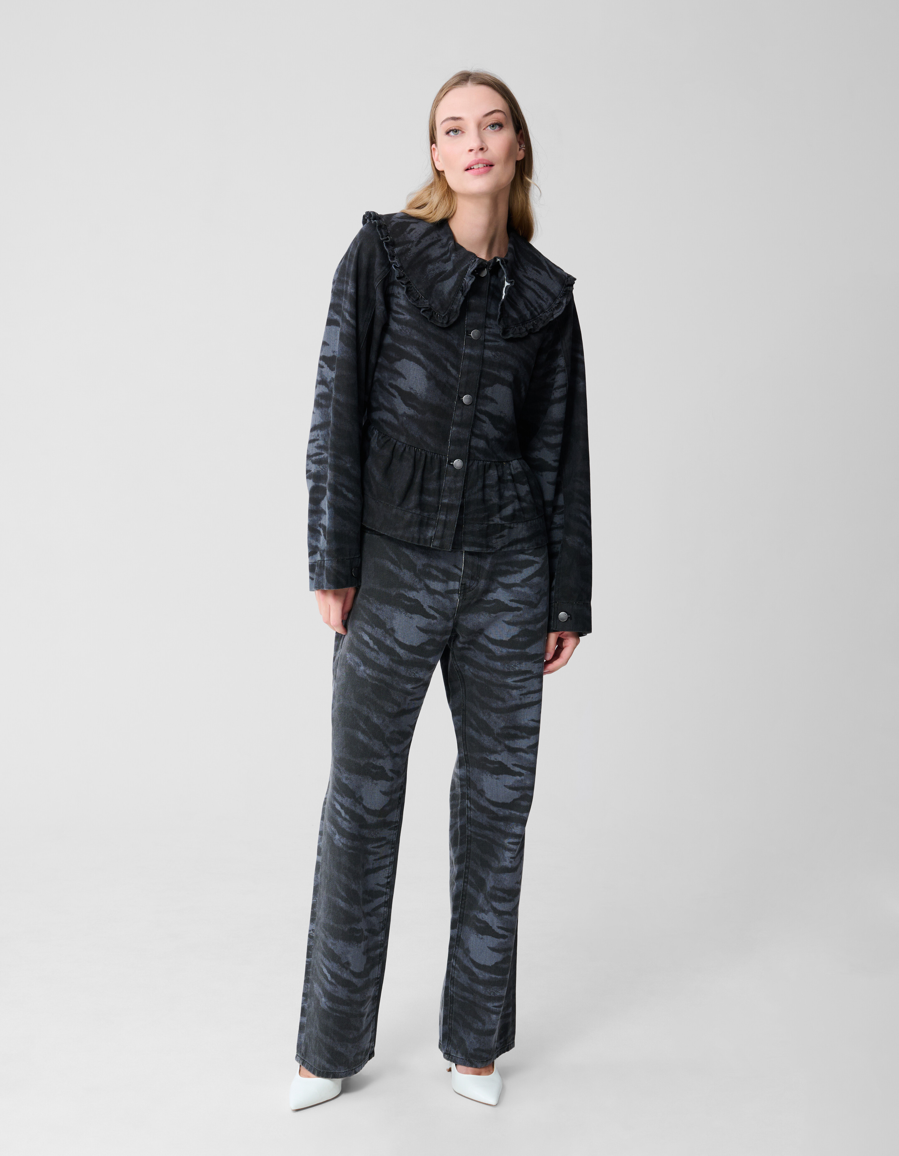 Tijger Wide Leg Fit Jeans Donkergrijs SHOEBY WOMEN