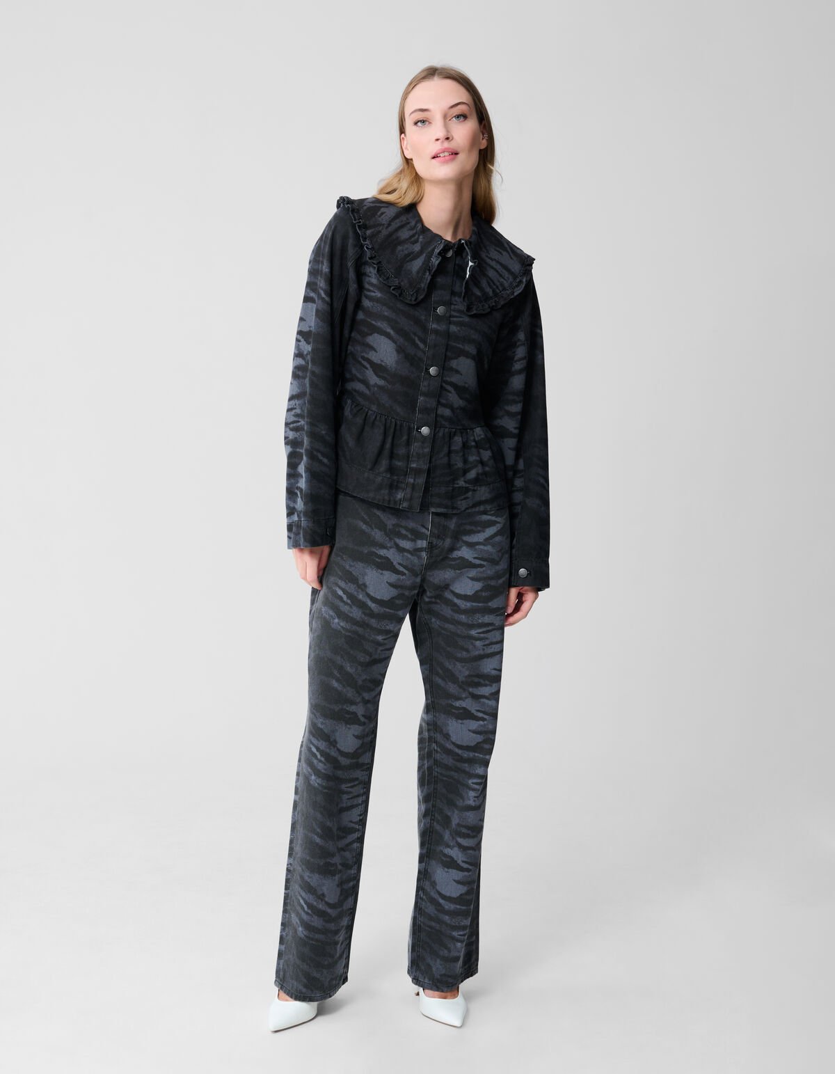 Tijger Wide Leg Fit Jeans Donkergrijs SHOEBY WOMEN