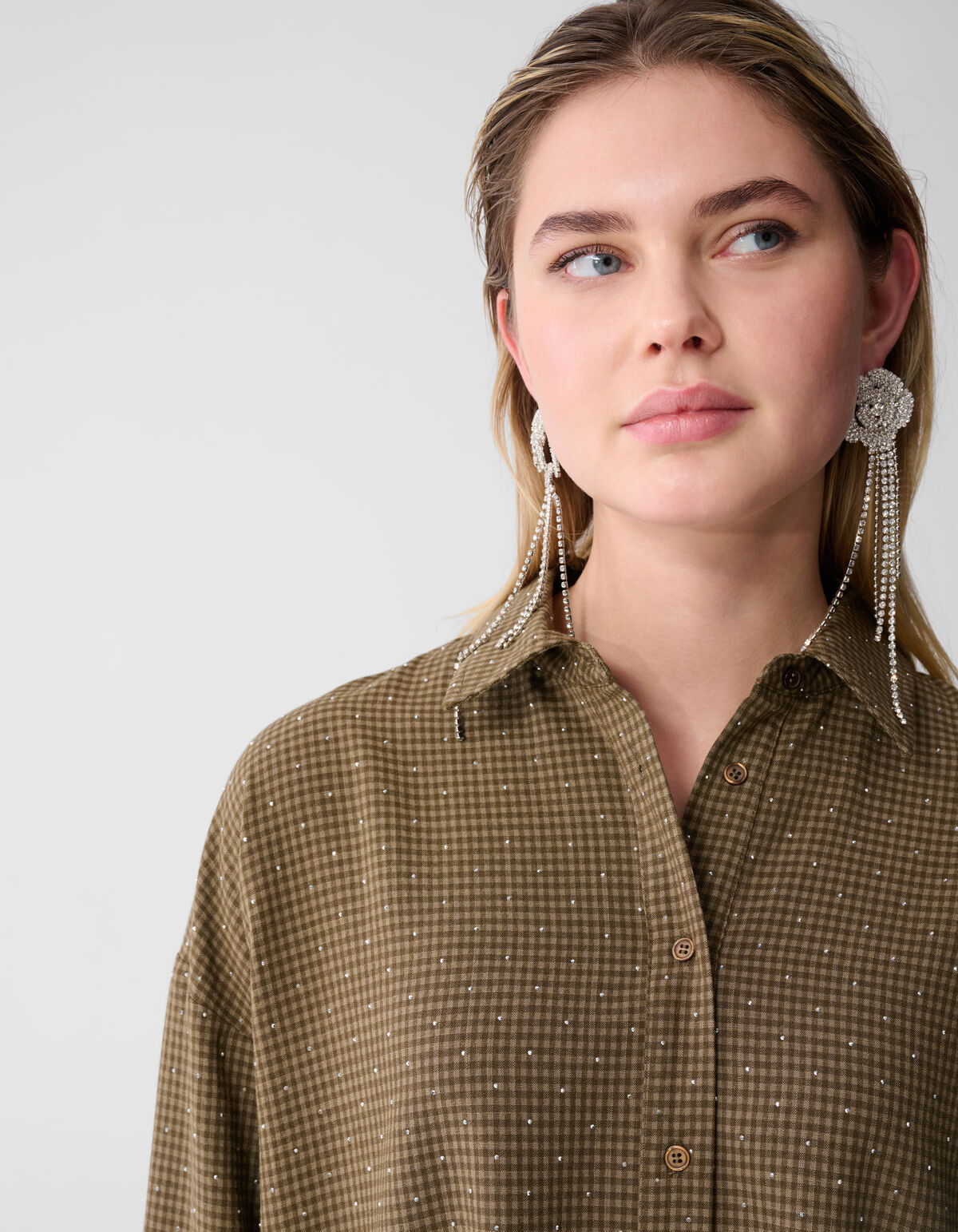 Ruiten Strass Blouse Bruin SHOEBY WOMEN