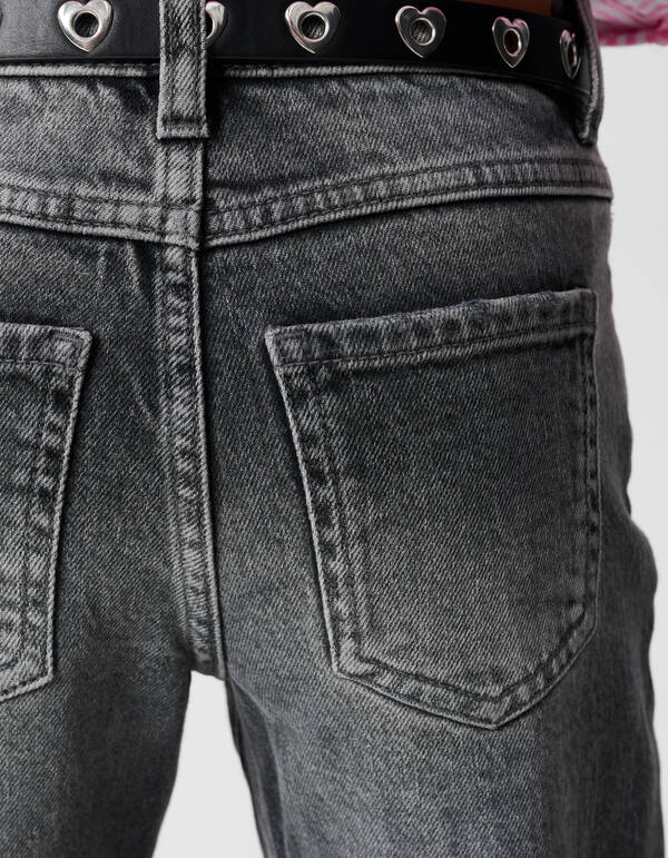 Destroyed Straight Fit Jeans Donkergrijs SHOEBY GIRLS