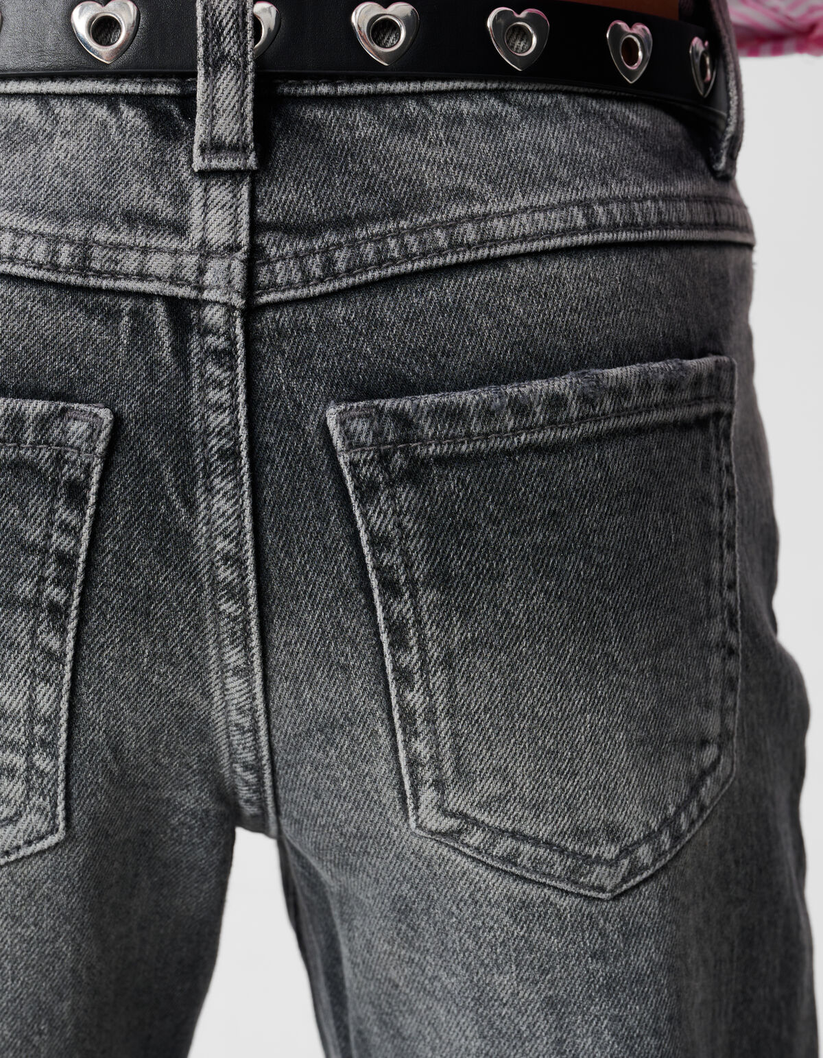 Destroyed Straight Fit Jeans Donkergrijs SHOEBY GIRLS