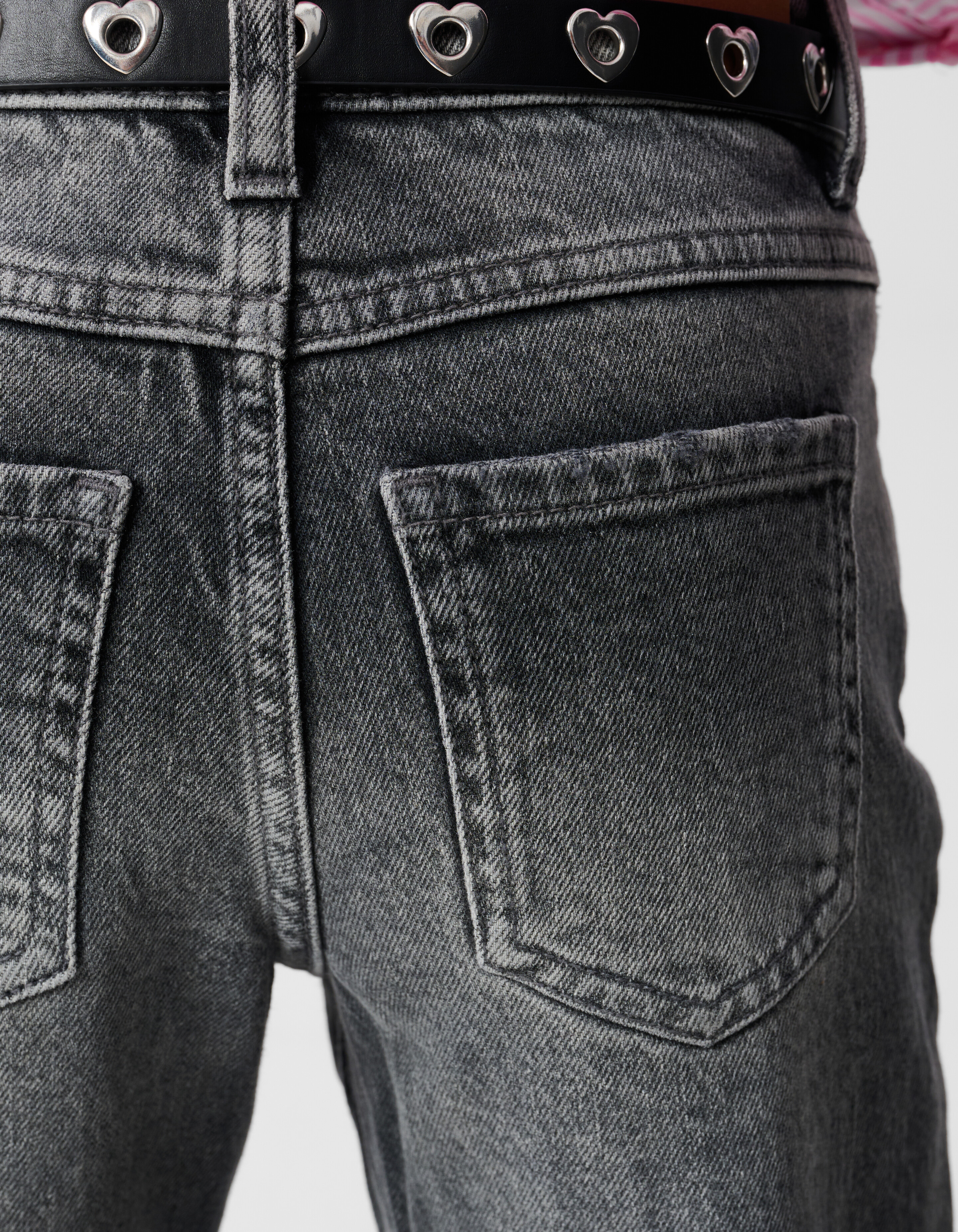 Destroyed Straight Fit Jeans Donkergrijs SHOEBY GIRLS