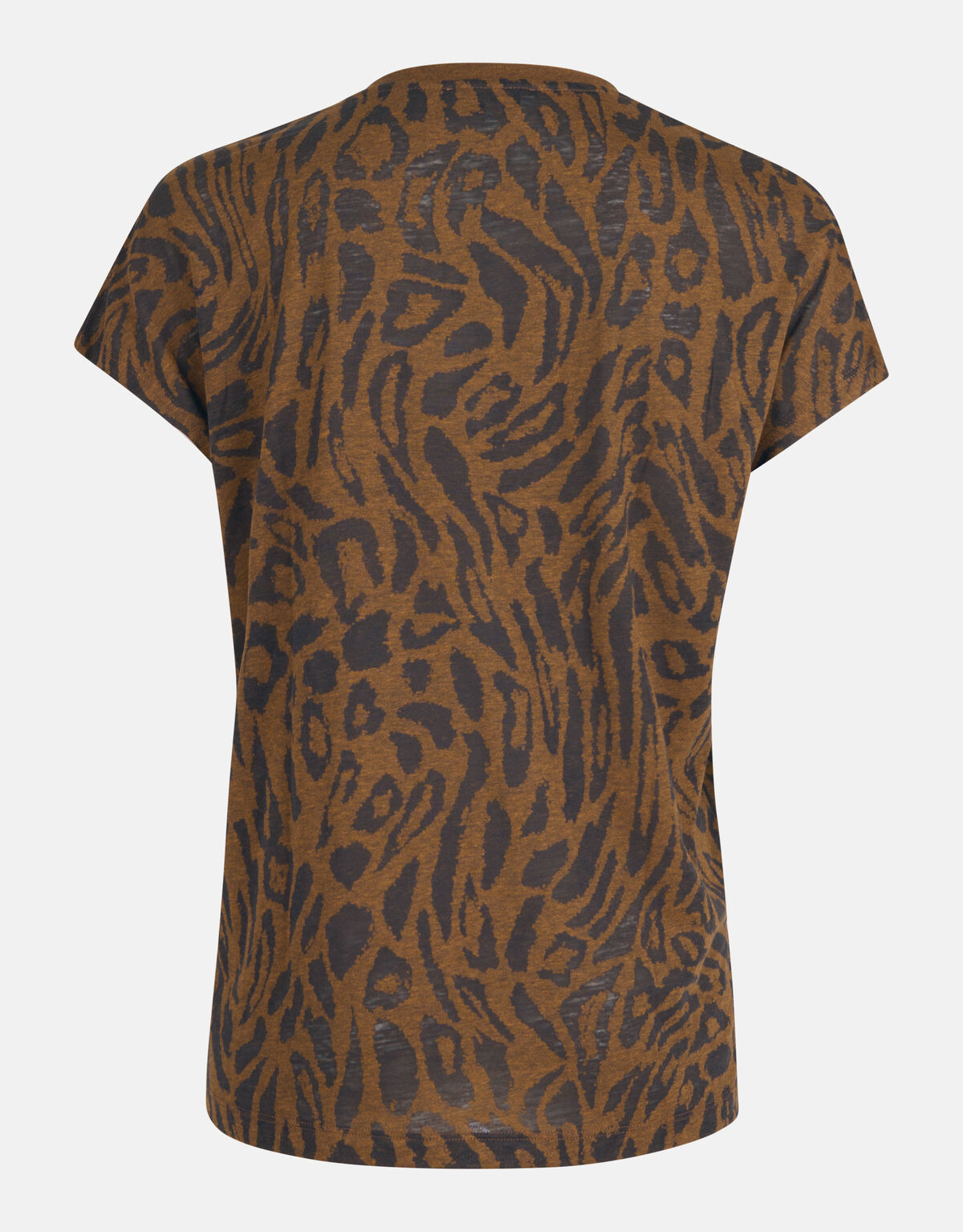 Leopard Print V-Hals T-shirt Bruin SHOEBY WOMEN