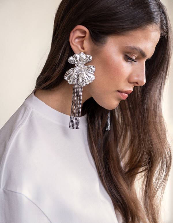 Statement Bloem Oorbellen Zilver SHOEBY ACCESSOIRES