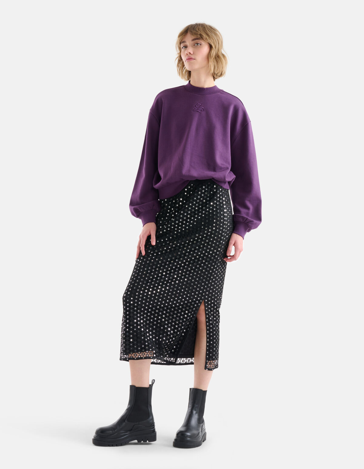 Kanten Glitter Rok Zwart SHOEBY WOMEN