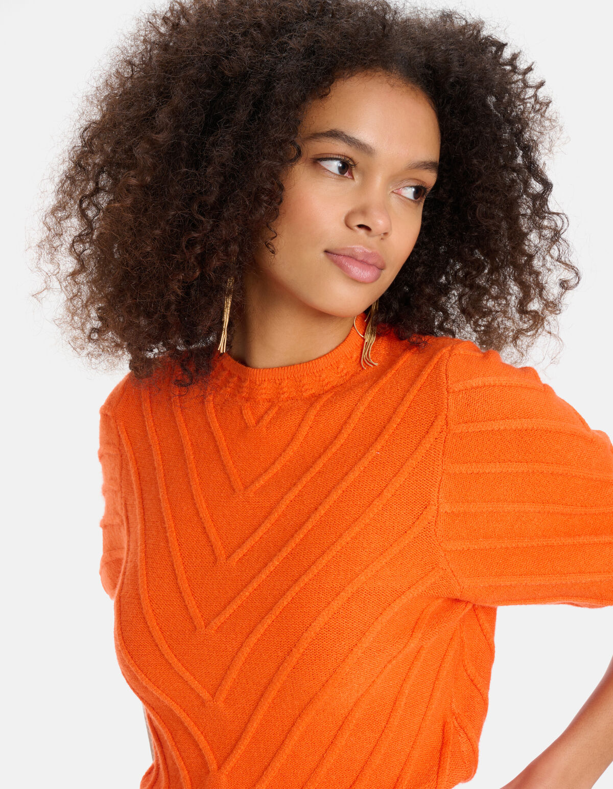 Diagonaal Trui Oranje SHOEBY WOMEN