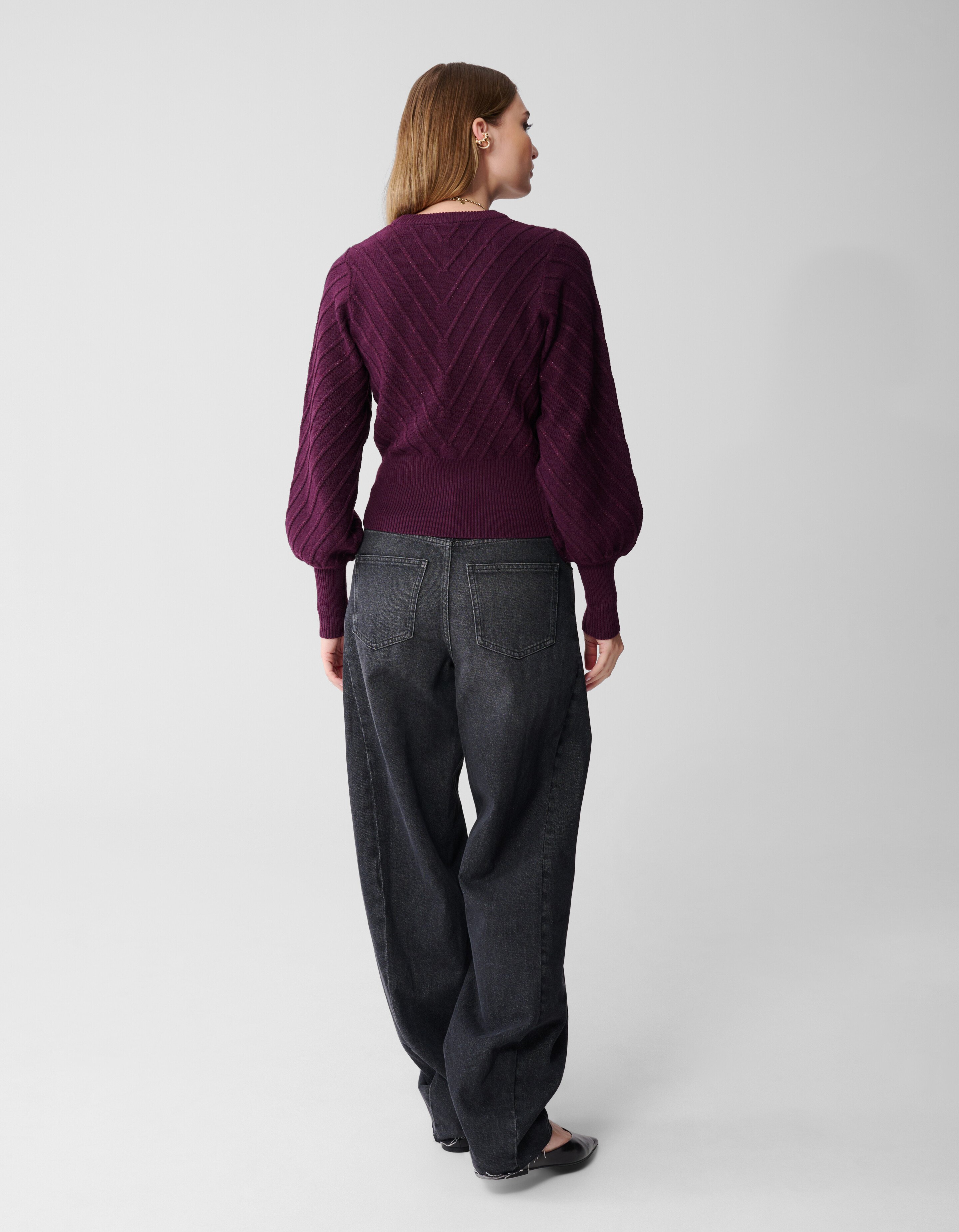 Glitter Gebreide Trui Donkerrood SHOEBY WOMEN