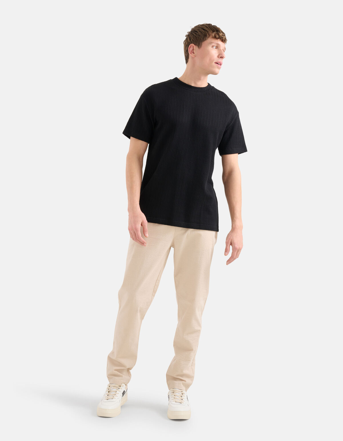 Seersucker T-shirt Zwart SHOEBY MEN